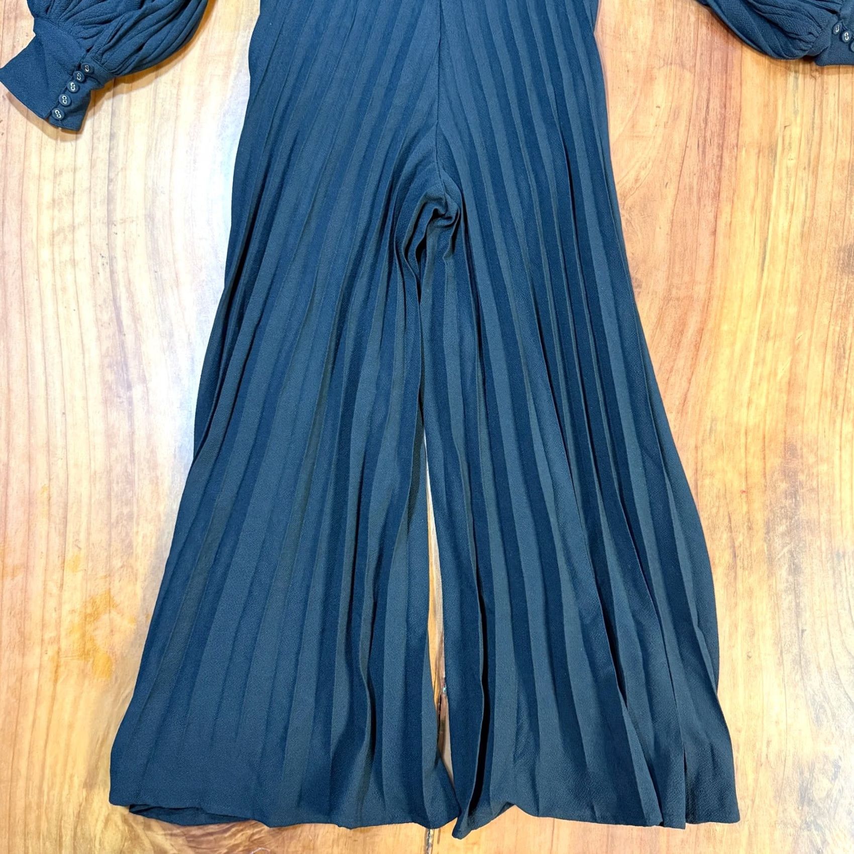 Vintage by TiMo Jumpsuit Women Small Pleated Long Sleeve Balloon Collared Career DD12 Lounge Solid Black Keyboard Size S / US 4 / IT 40 - 7 Thumbnail