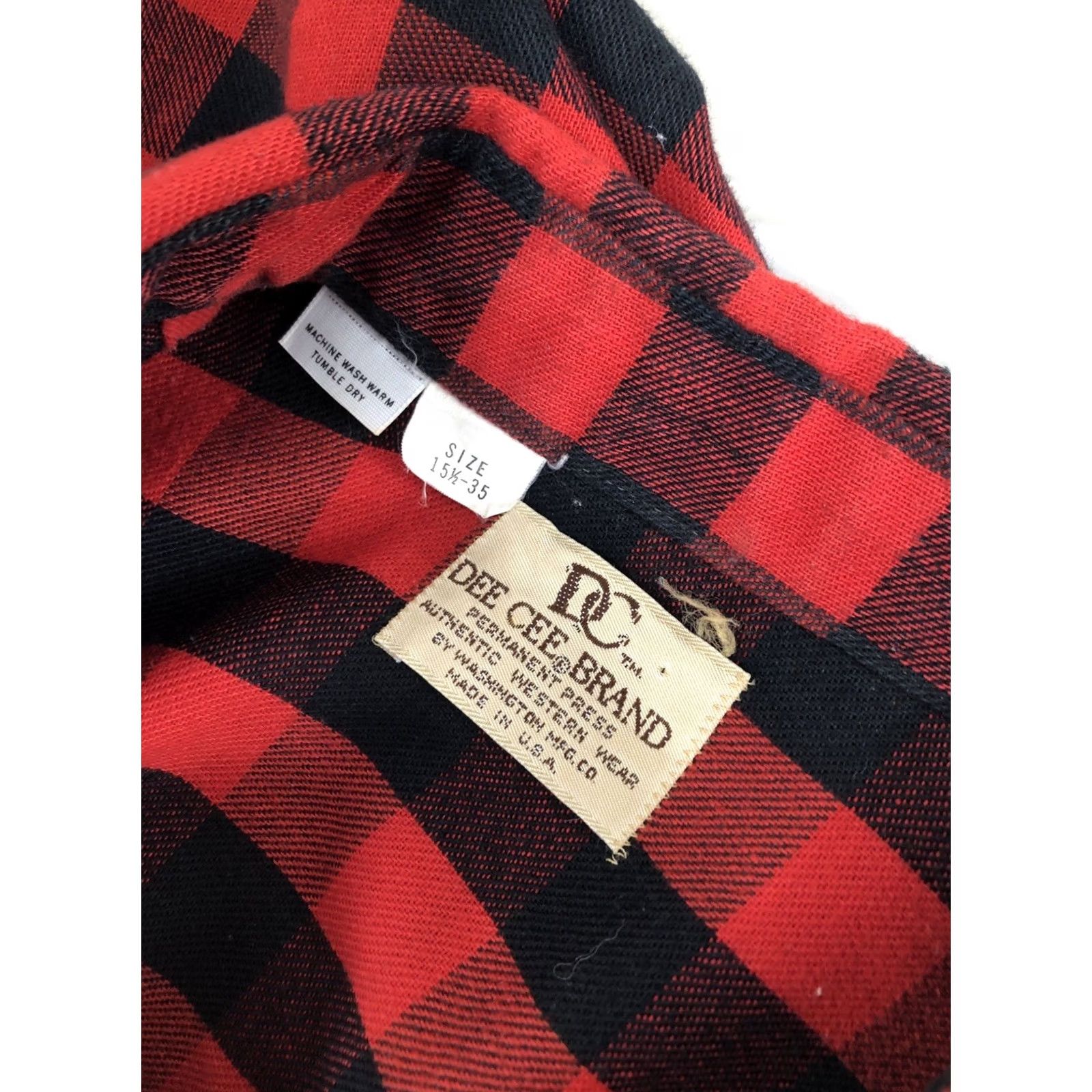 J Brand DEE CEE BRAND Vintage SAWTOOTH Western PEARL SNAP Flannel 15.5/35 Shirt Red Black Mens Long Sleeve Button-Up XS? Size US M / EU 48-50 / 2 - 5 Thumbnail