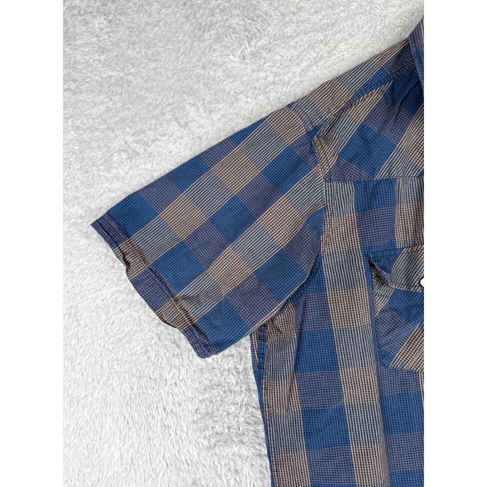 Doublet Double Pump Shirt Mens Extra Large Blue Gray Plaid Pearl Snap Western Pockets Size US XL / EU 56 / 4 - 3 Thumbnail