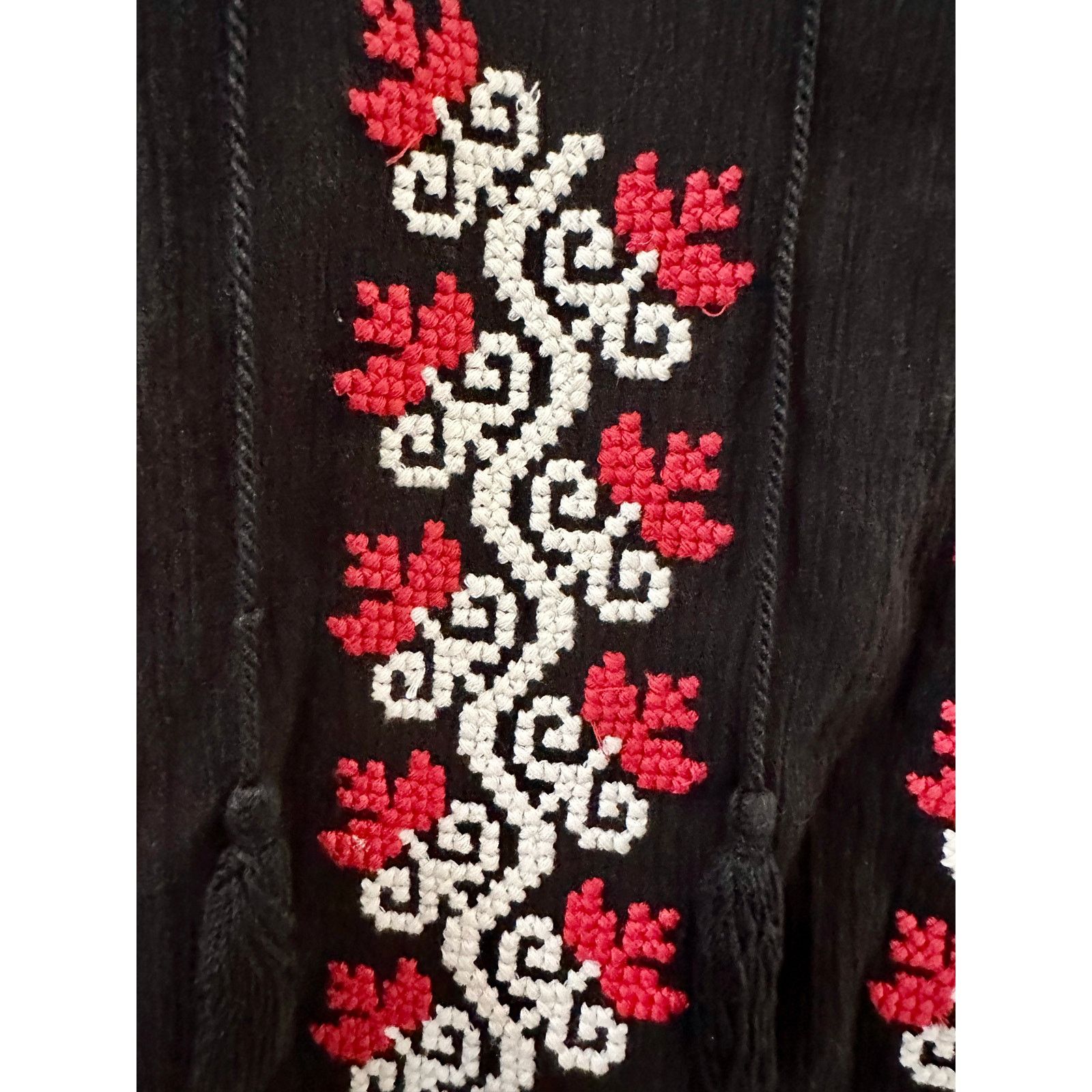 Ulla Johnson ULLA JOHNSON BLACK COTTON GAUZE EMBROIDERED PEASANT DRESS Size S / US 4 / IT 40 - 5 Thumbnail