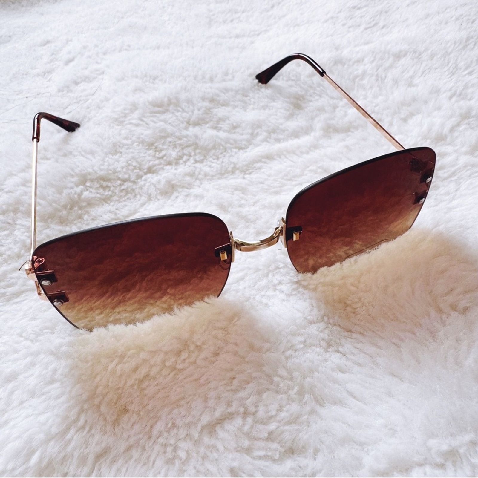Other Laurel Clear Brown Rimless Sleek Sunglasses Size ONE SIZE - 6 Thumbnail