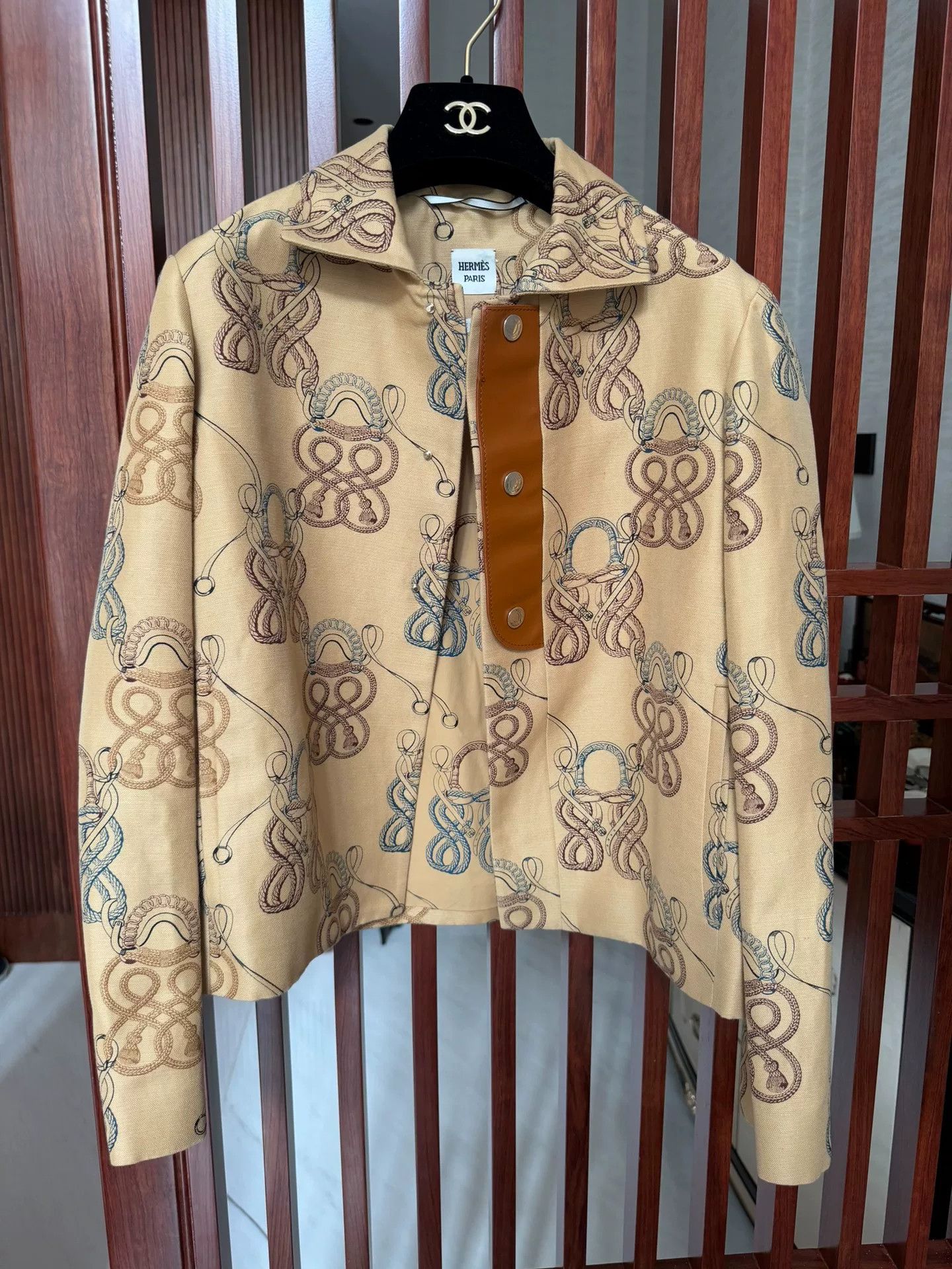 Hermes Hermes Beige Patterned Jacket Size US XS / EU 42 / 0 - 1 Thumbnail
