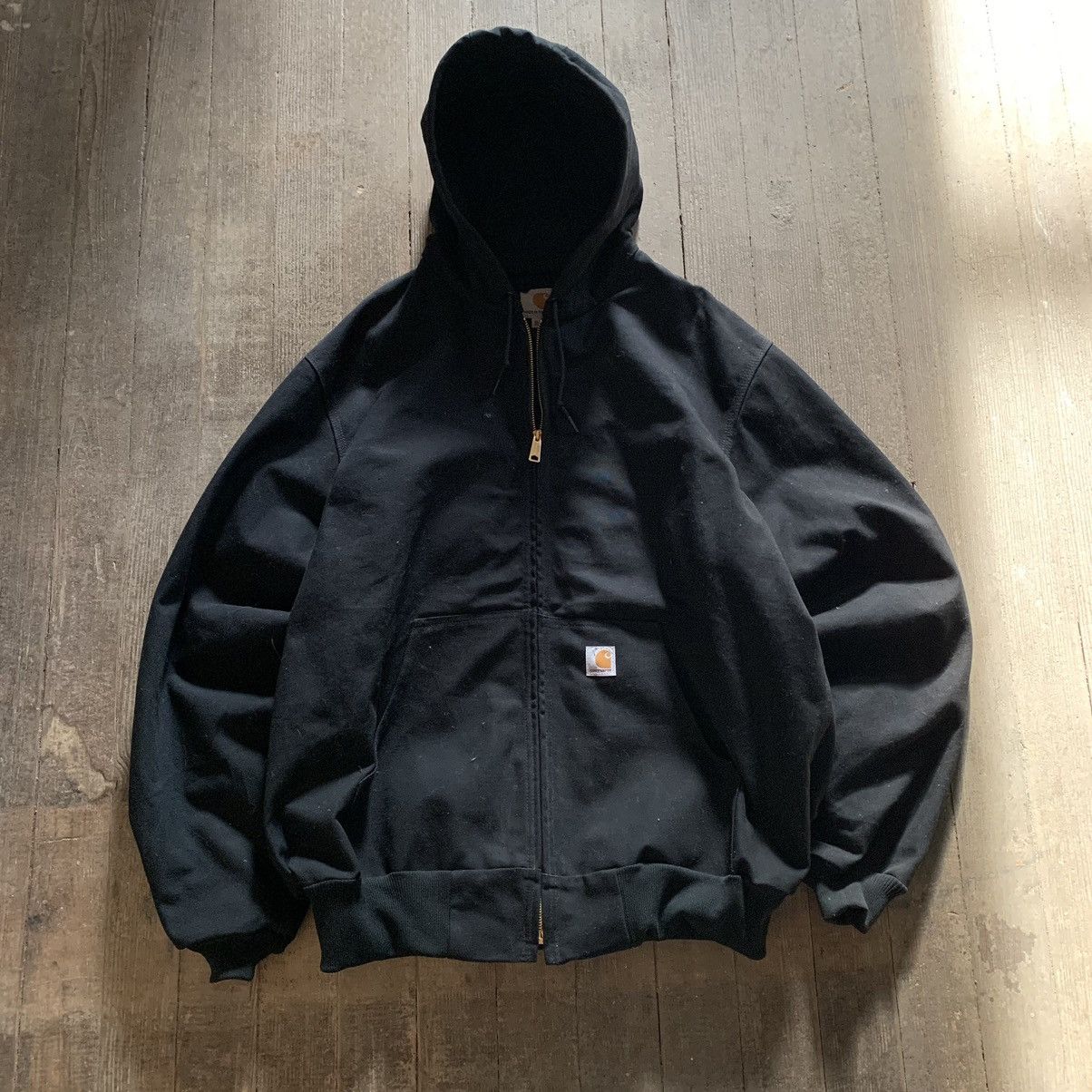 image of Crazy Vintage 90's Faded Carhartt Hooded Jacket Jr115 in Black, Men's (Size XL)