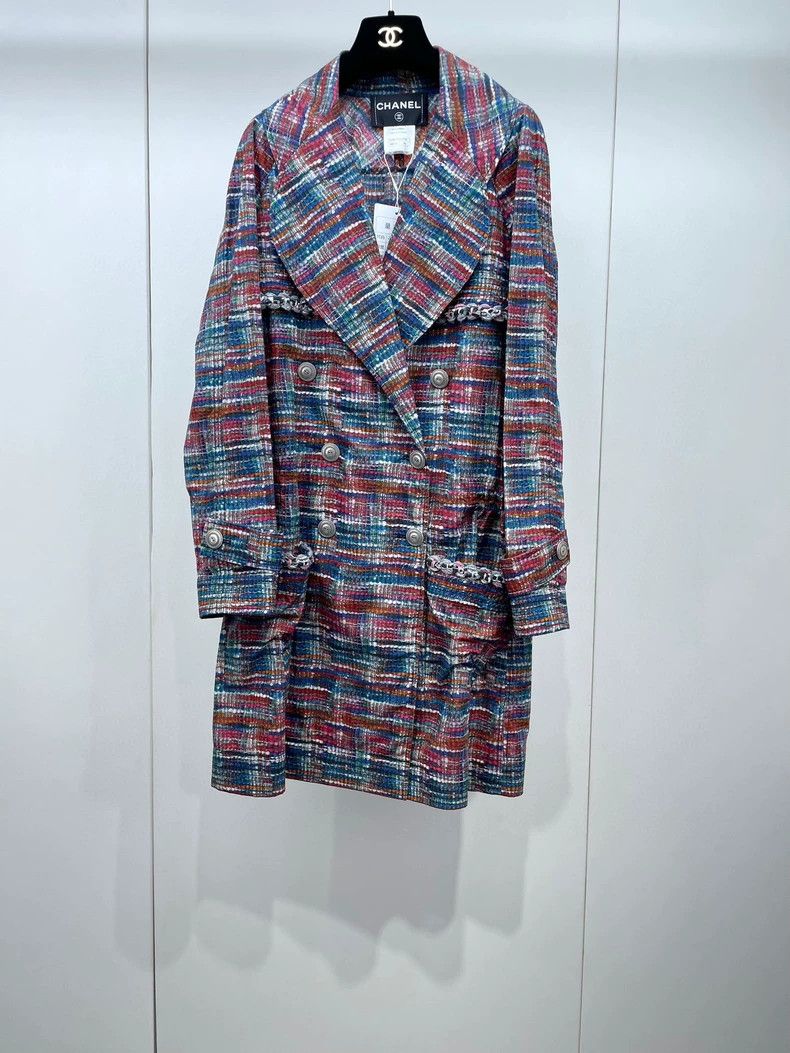 Chanel Chanel Multicolor Double-Breasted Trench Coat Size US XS / EU 42 / 0 - 1 Thumbnail