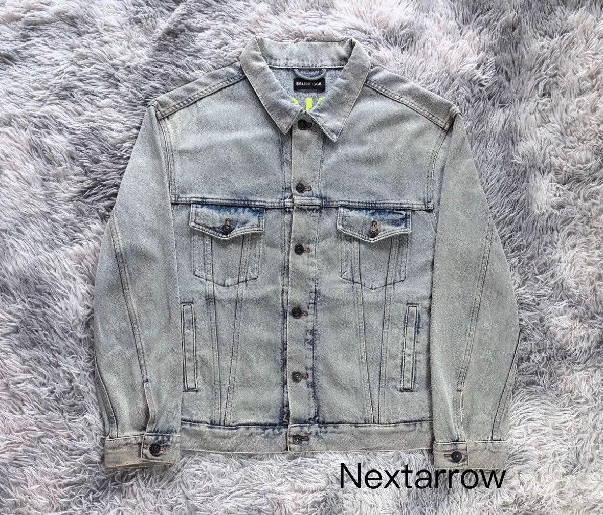 Balenciaga Balenciaga yellow letter logo denim jacket Size US M / EU 48-50 / 2 - 1 Thumbnail