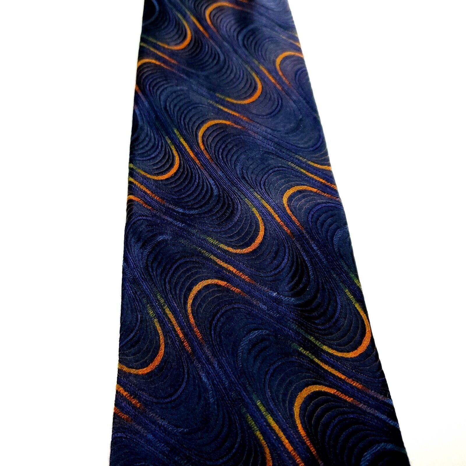 Barneys New York Barney's New York Dark Blue Silk Tie Woven Long Graphic Nove Size ONE SIZE - 2 Thumbnail