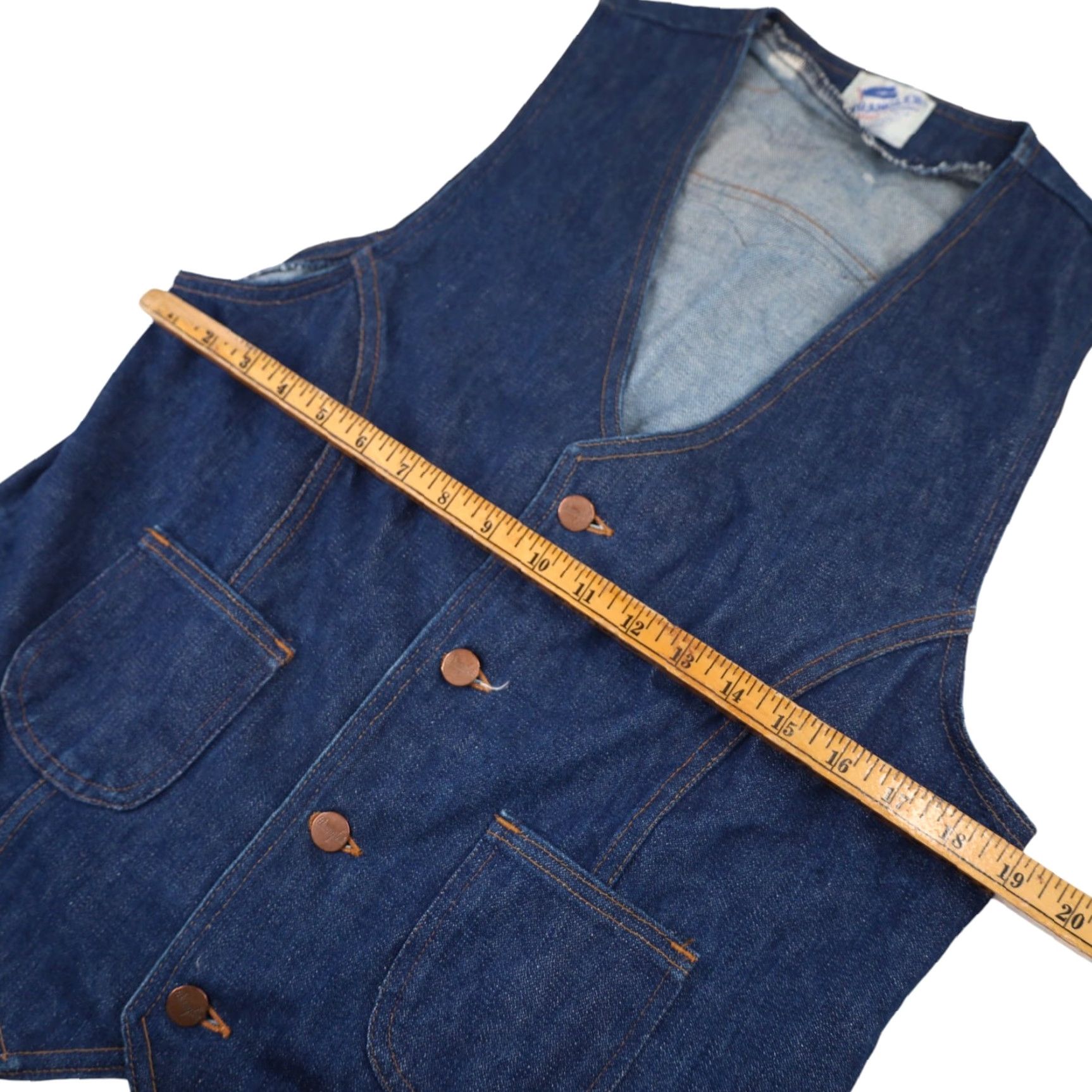 Wrangler VINTAGE Wrangler Honda Motorcycle Patches Denim Vest Blue USA Made M Mens 19"x25" Size US M / EU 48-50 / 2 - 7 Thumbnail