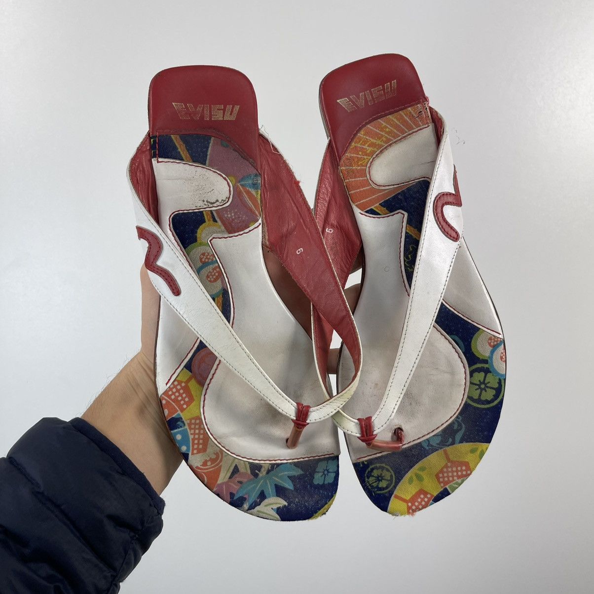 Evisu 00s Women’s Vintage Evisu Heels Shoes Flip Flops Y2K Size US 6 / IT 36 - 2 Thumbnail