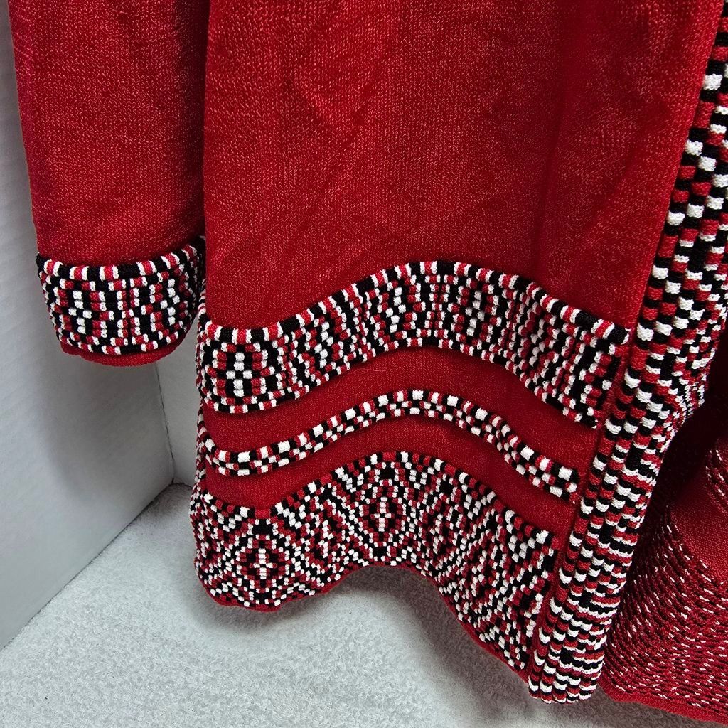 The Unbranded Brand Women's Ruby Rd. Red & Black Patterned Cardigan Sweater L Size L / US 10 / IT 46 - 3 Thumbnail