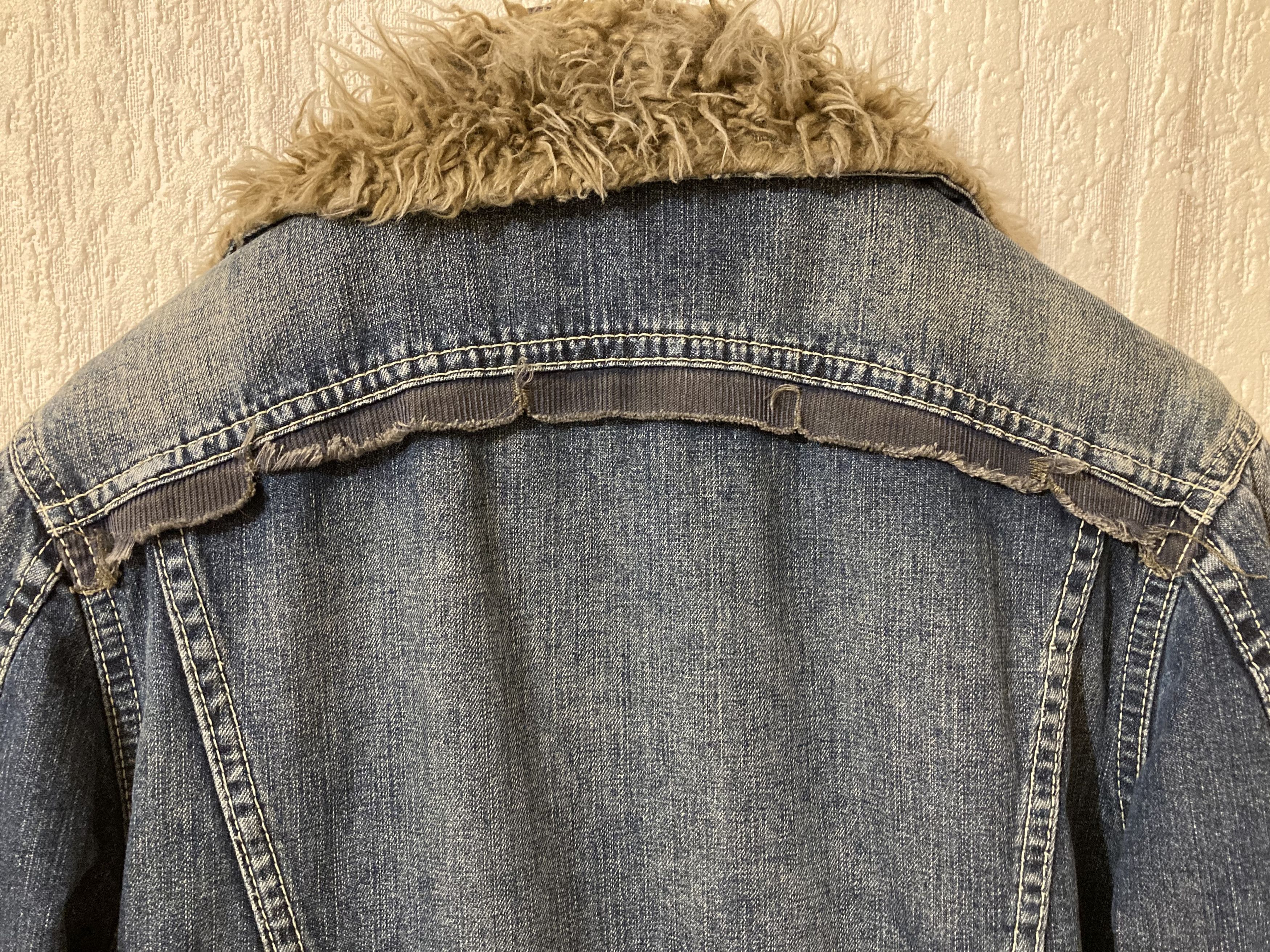 Lee Vintage 90s Denim Lee Long Furry Coat Afghan Fur Lined -L Size L / US 10 / IT 46 - 8 Thumbnail