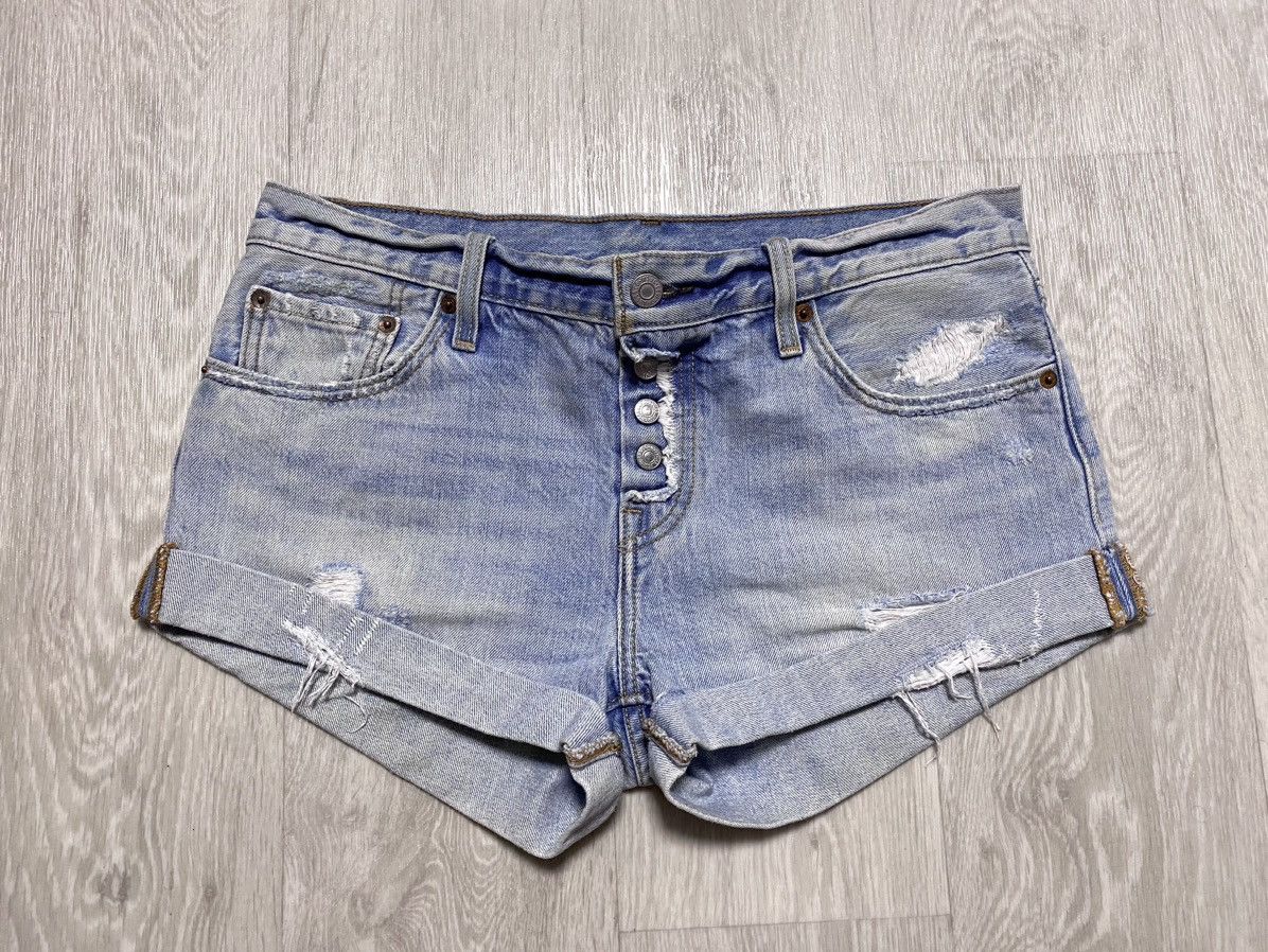 Levi's Vintage Clothing Women’s Levi’s Washed Distressed Reworked Shorts Denim Jeans Size 27" / US 4 / IT 40 - 4 Thumbnail