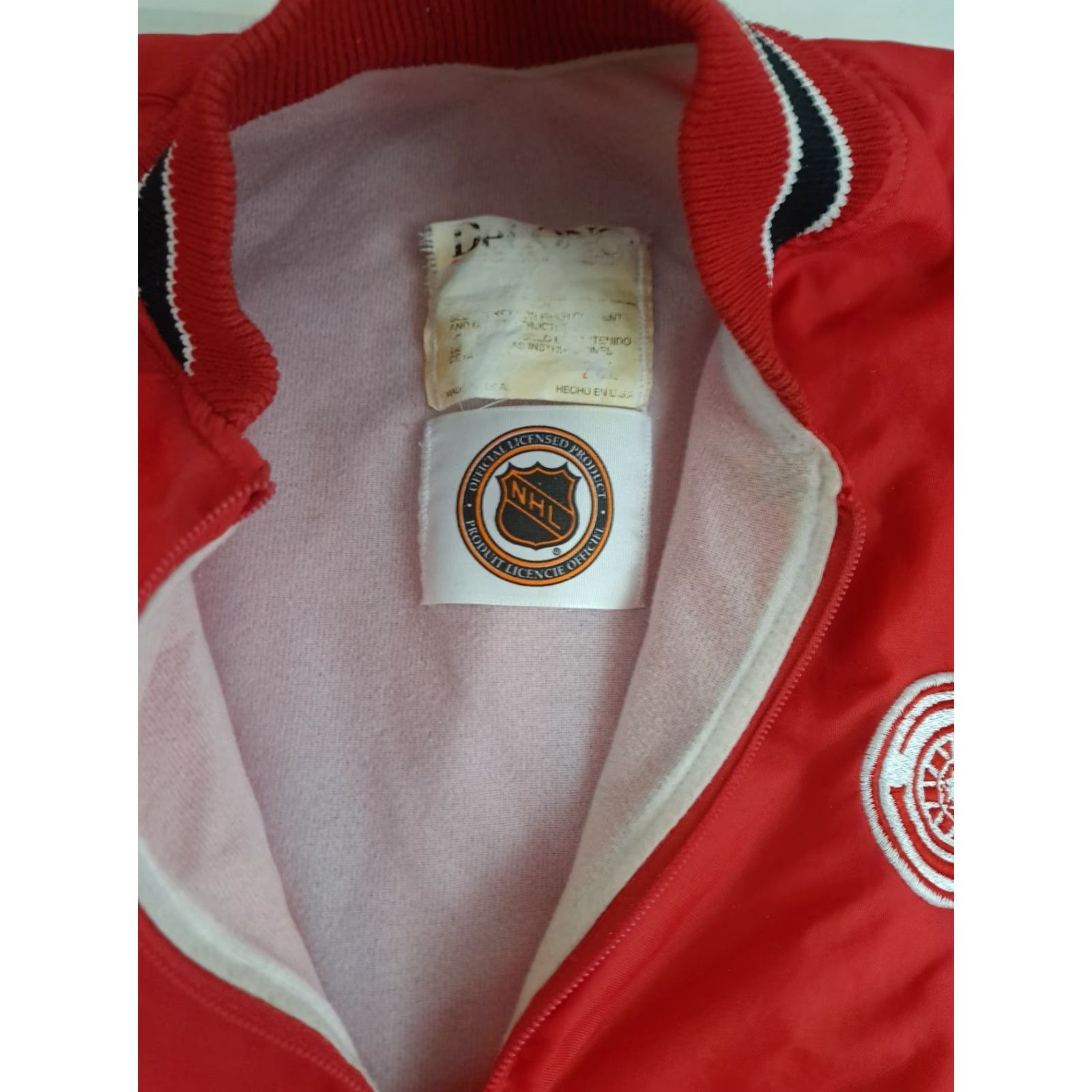 Red Wing VINTAGE DeLong Detroit Red Wings 1/4 Zip Pullover Lined Bomber Jacket USA Mens LG Red Size US L / EU 52-54 / 3 - 4 Thumbnail