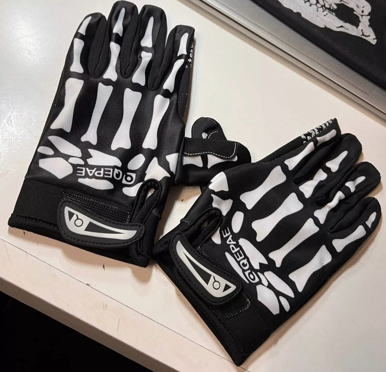 Jewelry Skeleton Gloves Hand Bones Goth Human Riding Winter BMX Size ONE SIZE - 2 Thumbnail