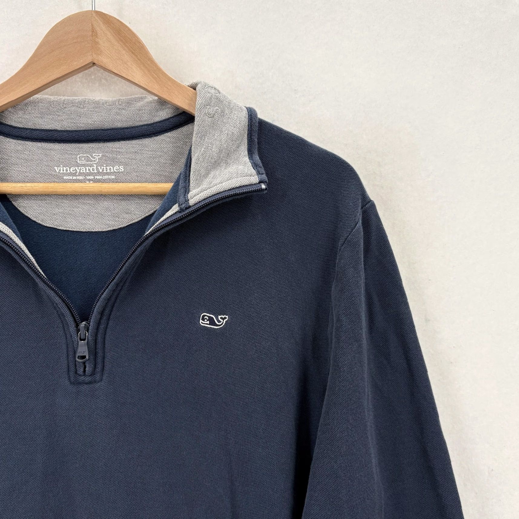 Vineyard Vines Vineyard Vines Pullover Mens Medium Blue Pima Cotton Quarter Zip Sweatshirt Logo Size US M / EU 48-50 / 2 - 2 Thumbnail
