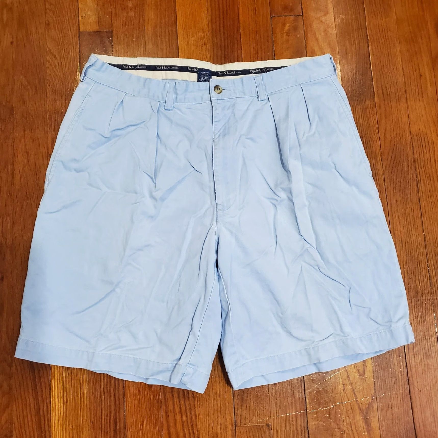Polo Ralph Lauren Polo Ralph Lauren Shorts Mens 35 Light Blue Tyler Chino Pleated Classic Twill Size US S / EU 44-46 / 1 - 4 Thumbnail