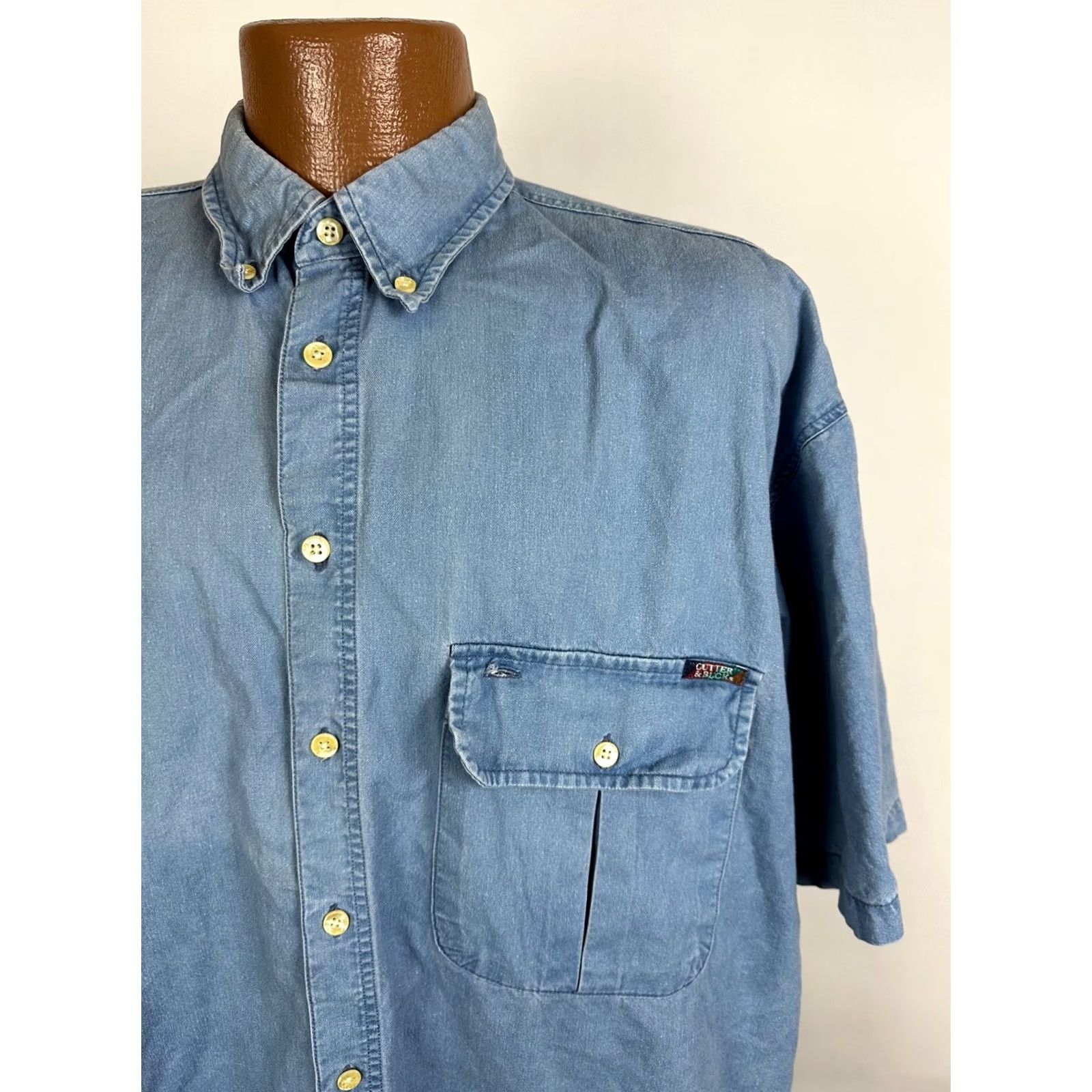 Cutter & Buck VINTAGE 90s Cutter & Buck Shirt Men Large Button Up Faded Blue Casual Outdoors Size US L / EU 52-54 / 3 - 5 Thumbnail