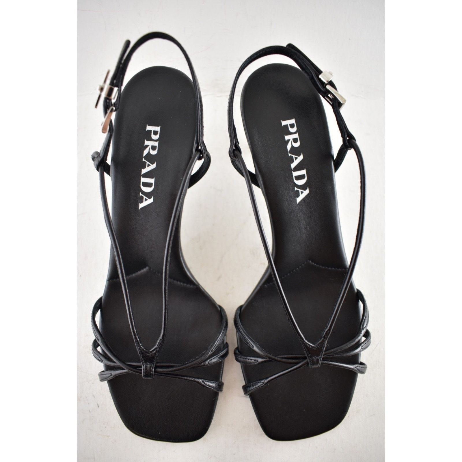 Prada Prada Capretto Strappy Black Leather Slingback Sandal 36.5 Size US 6.5 / IT 36.5 - 13 Thumbnail