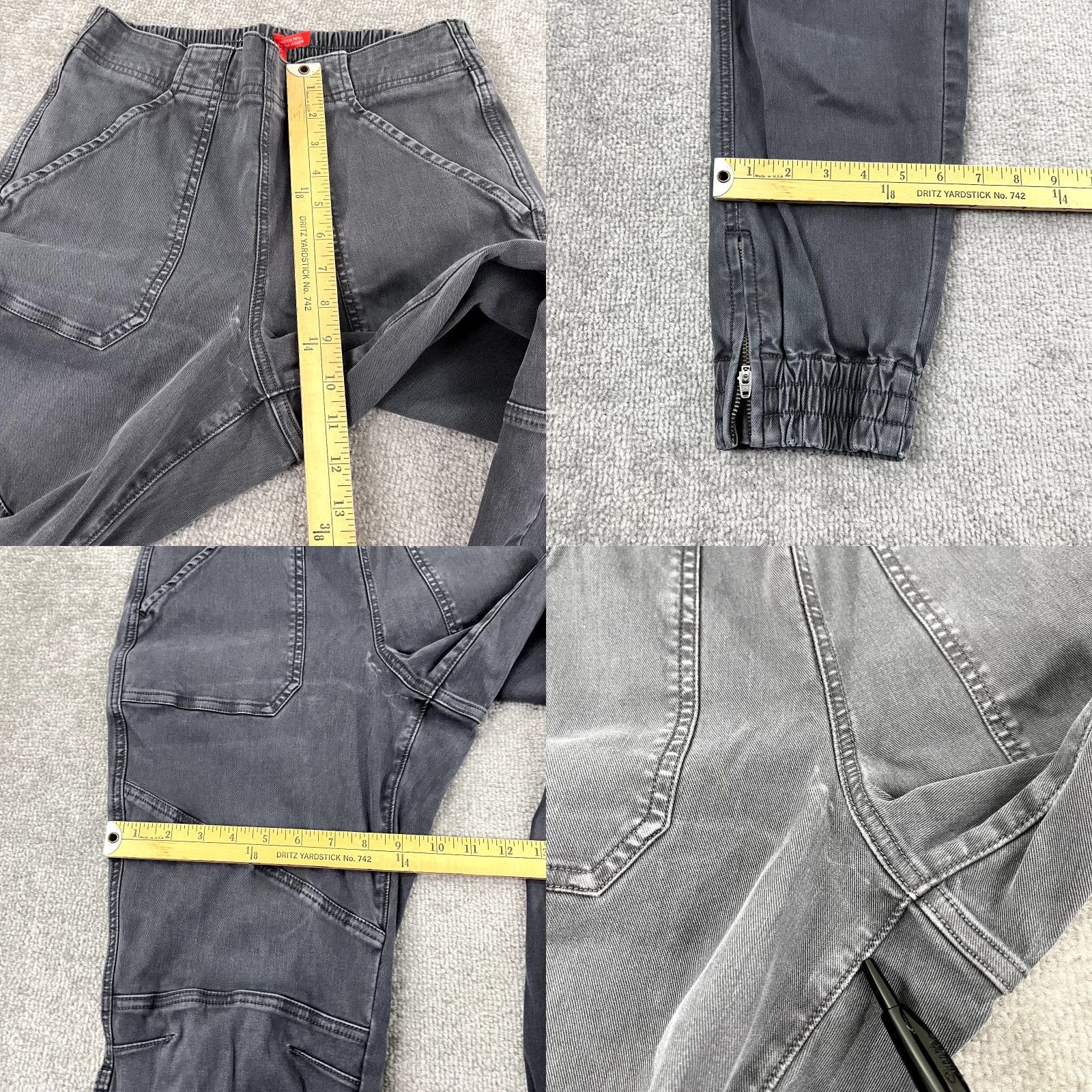 Spanx VINTAGE SPANX Pants Womens Medium Gray Stretch Twill Cargo Jogger 29" Zip Ankle Hiking Size 32" / US 10 / IT 46 - 8 Thumbnail