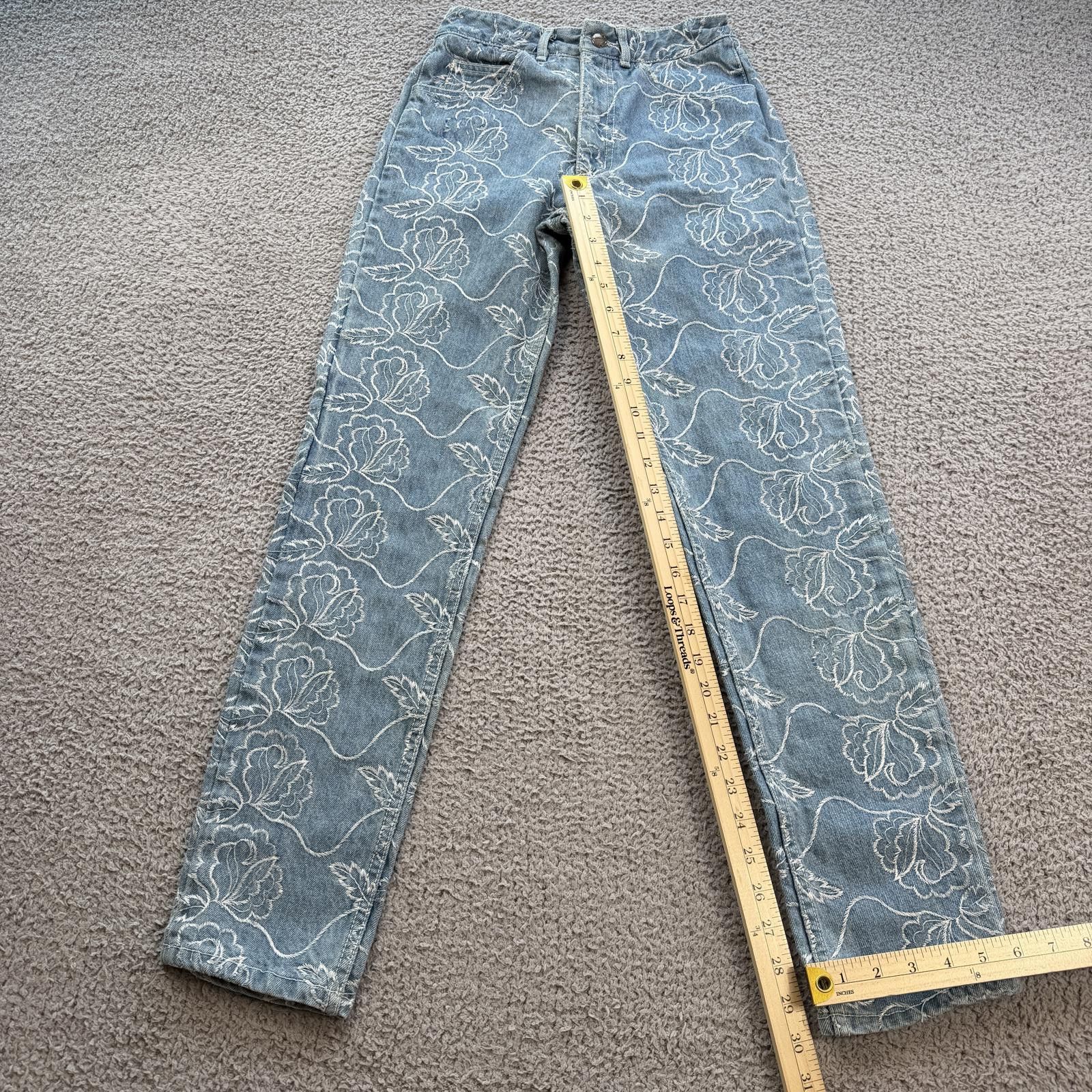 Other Vintage Oxygen Floral Embroidered Jeans Womens 25 Y2K Blue Size 25" / US 0 / IT 36 - 4 Thumbnail