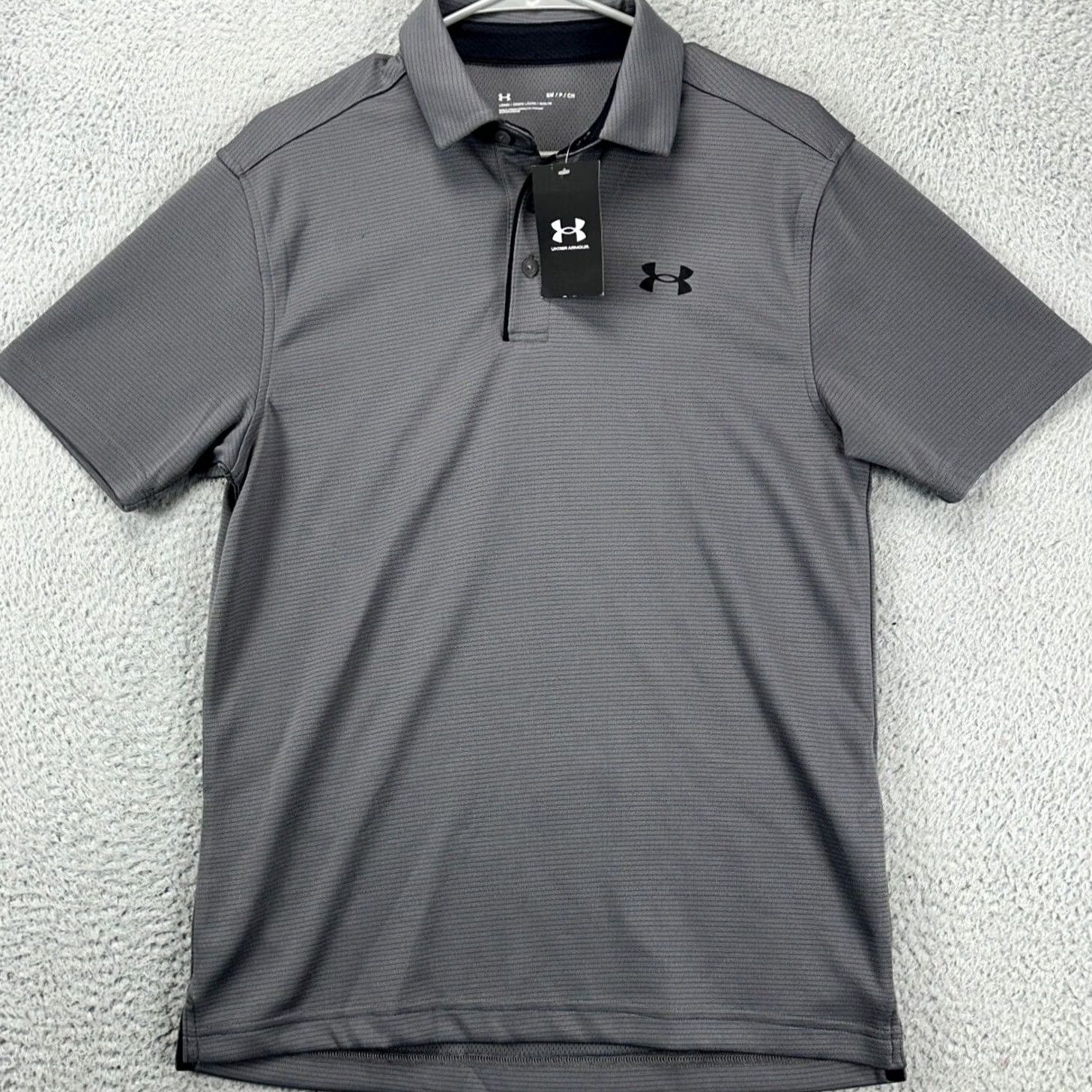Under Armour Under Armour Shirt Mens Small Grey Striped Tech Polo Performance Golf Rugby NEW Size US S / EU 44-46 / 1 - 3 Thumbnail