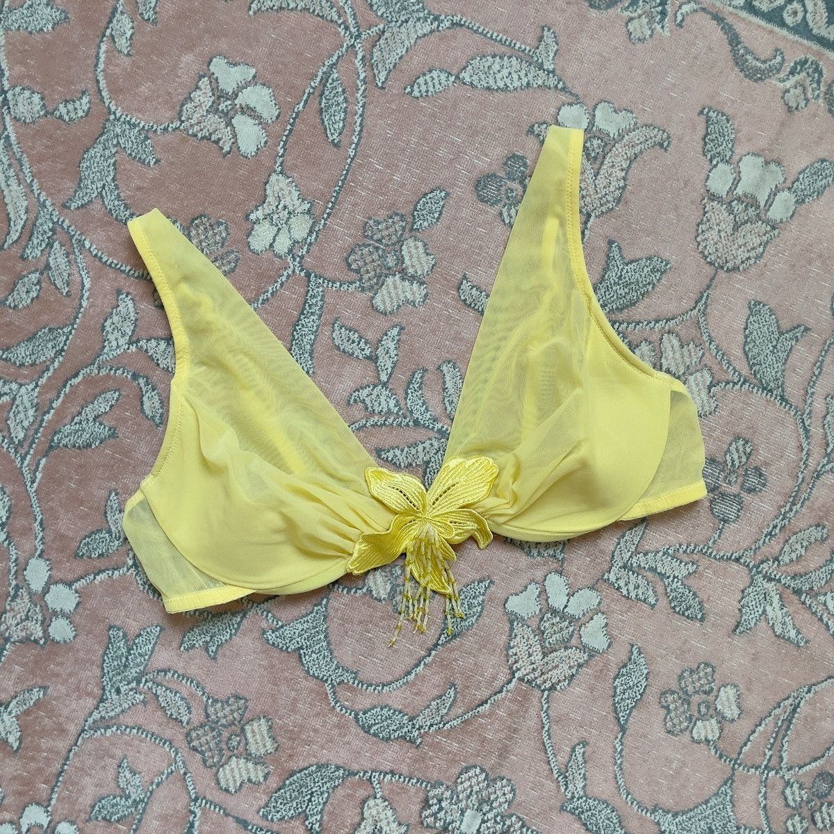 Victoria's Secret Romantic Yellow Mesh Bra & Mini Skirt Sheer Set(36B-C/34C-D) Size ONE SIZE - 11 Thumbnail