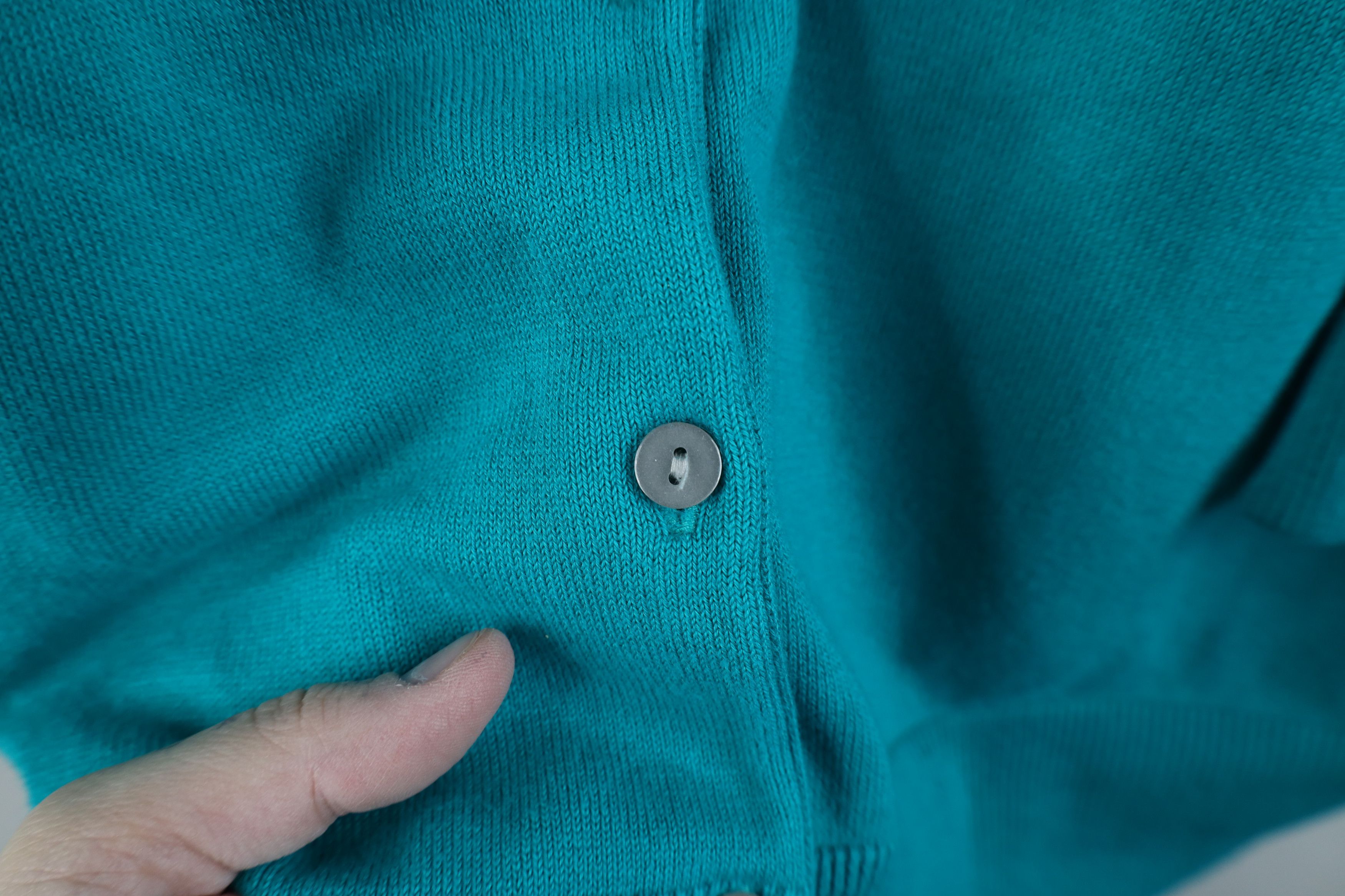Lands' End × Vintage Vintage Lands End Supima Cotton Knit Cardigan Sweater Teal Size 3XL / US 20-22 - 4 Thumbnail