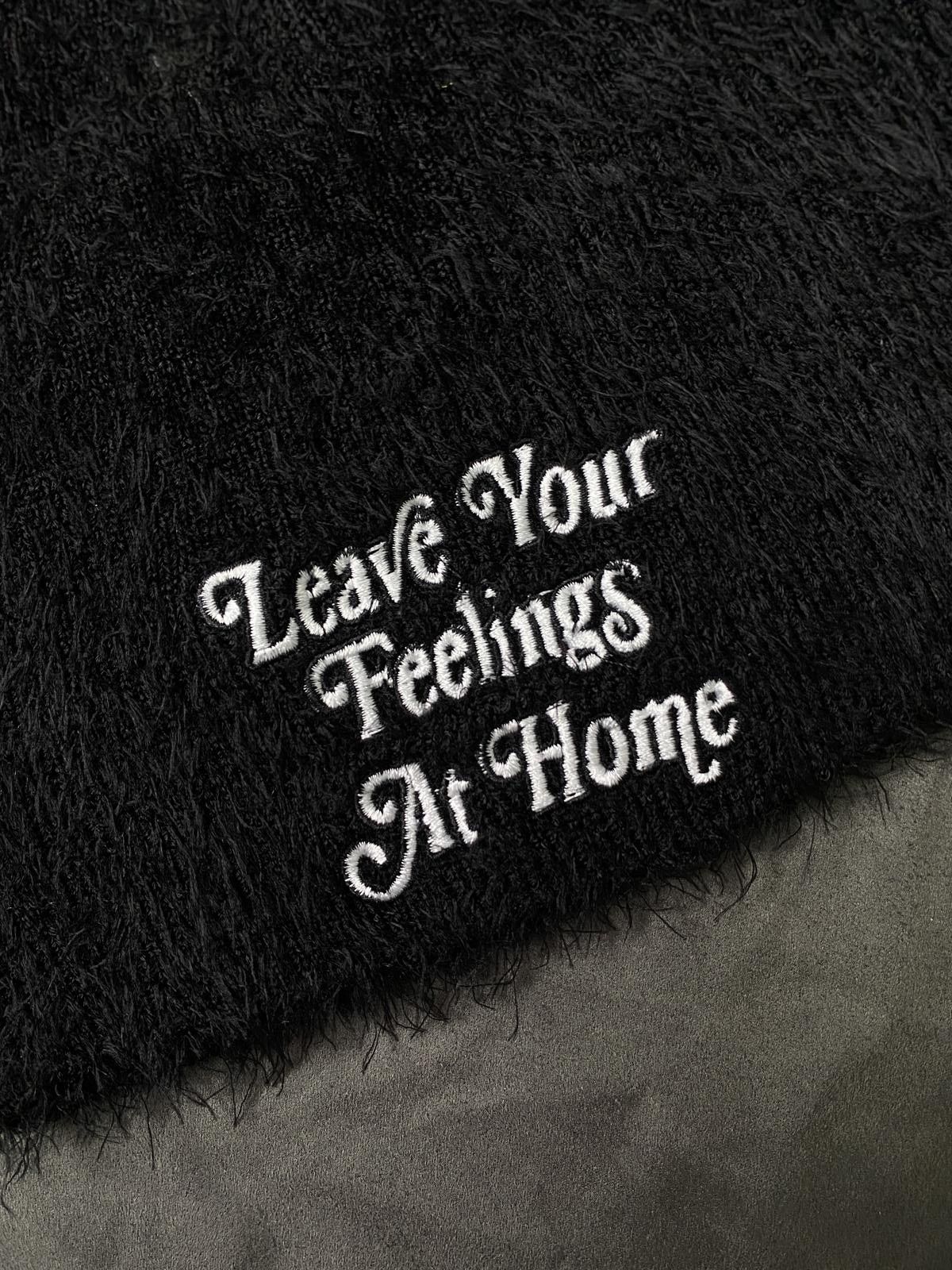 Japanese Brand Rare Leave Your Feelings At Home No Cuff Knit Black Beanie Size ONE SIZE - 4 Thumbnail