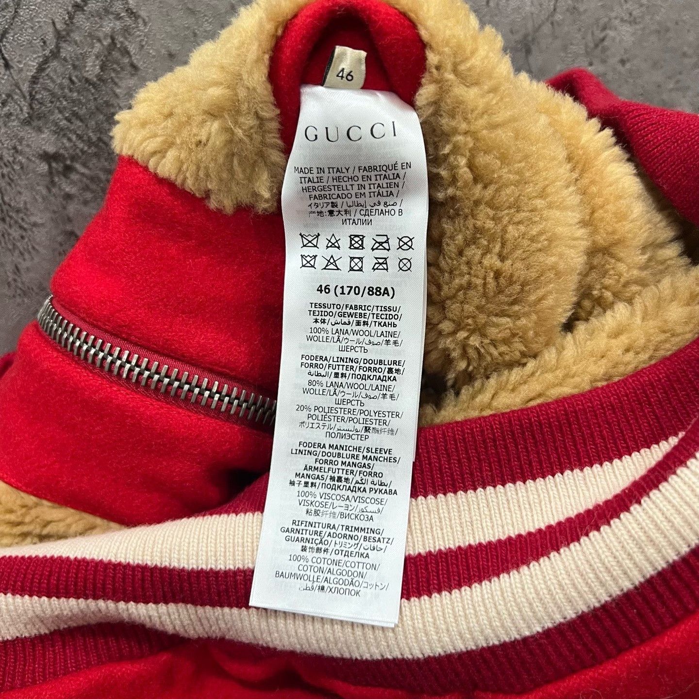 Gucci Gucci Red Cat Lamb Wool Baseball Jacket Size US S / EU 44-46 / 1 - 6 Thumbnail