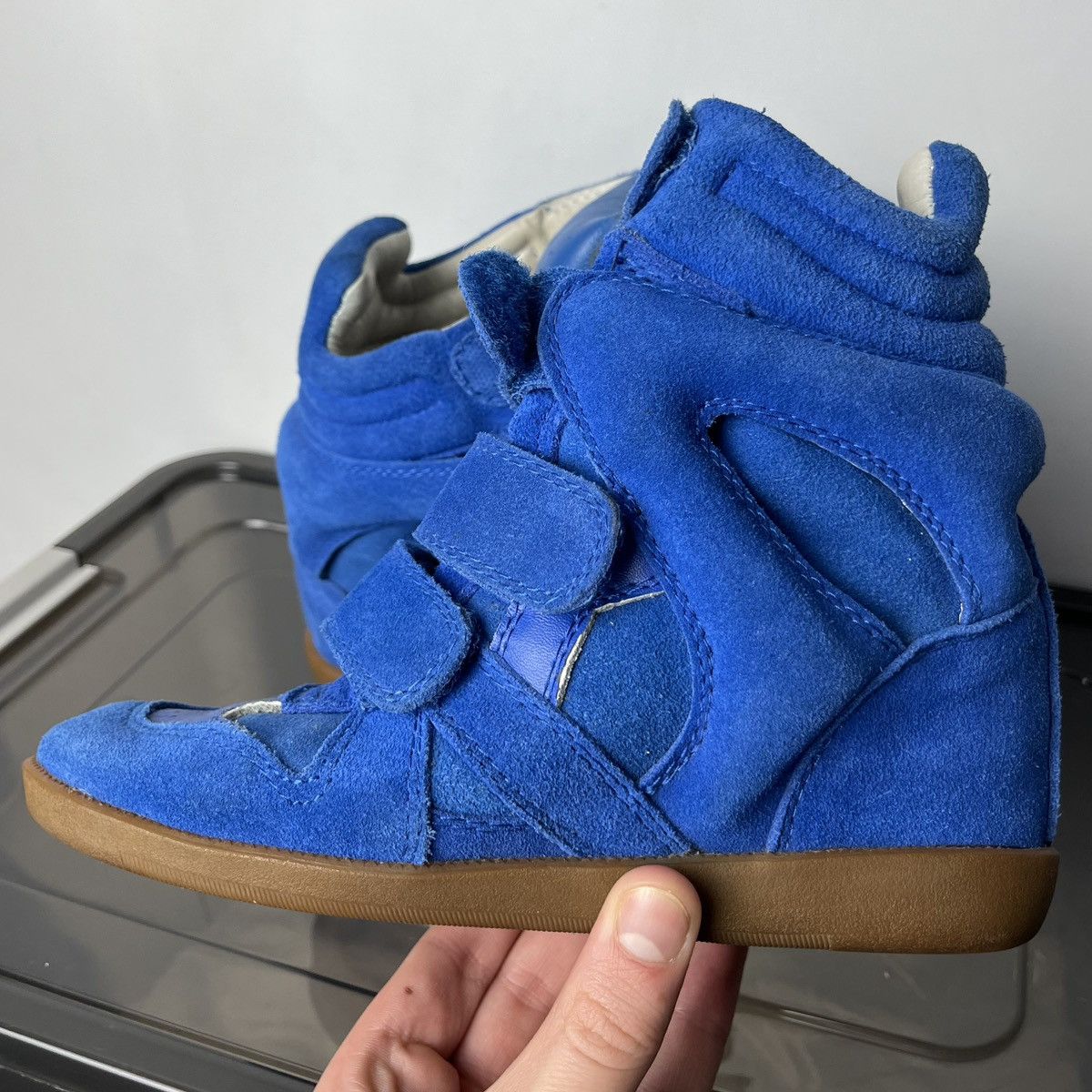 Isabel Marant Iconic Isabel Marant Bekett Blue Suede Wedge Y2k Sneakers Size US 6 / IT 36 - 9 Thumbnail