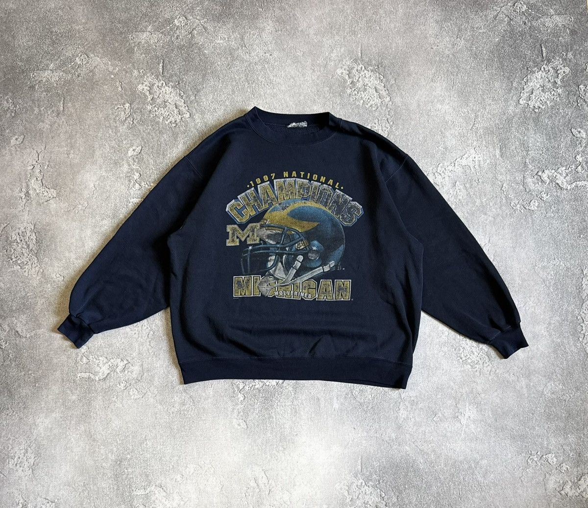 Vintage 90s Retro Champions Michigan 1987 national sweatshirts vntg Size US L / EU 52-54 / 3 - 6 Thumbnail