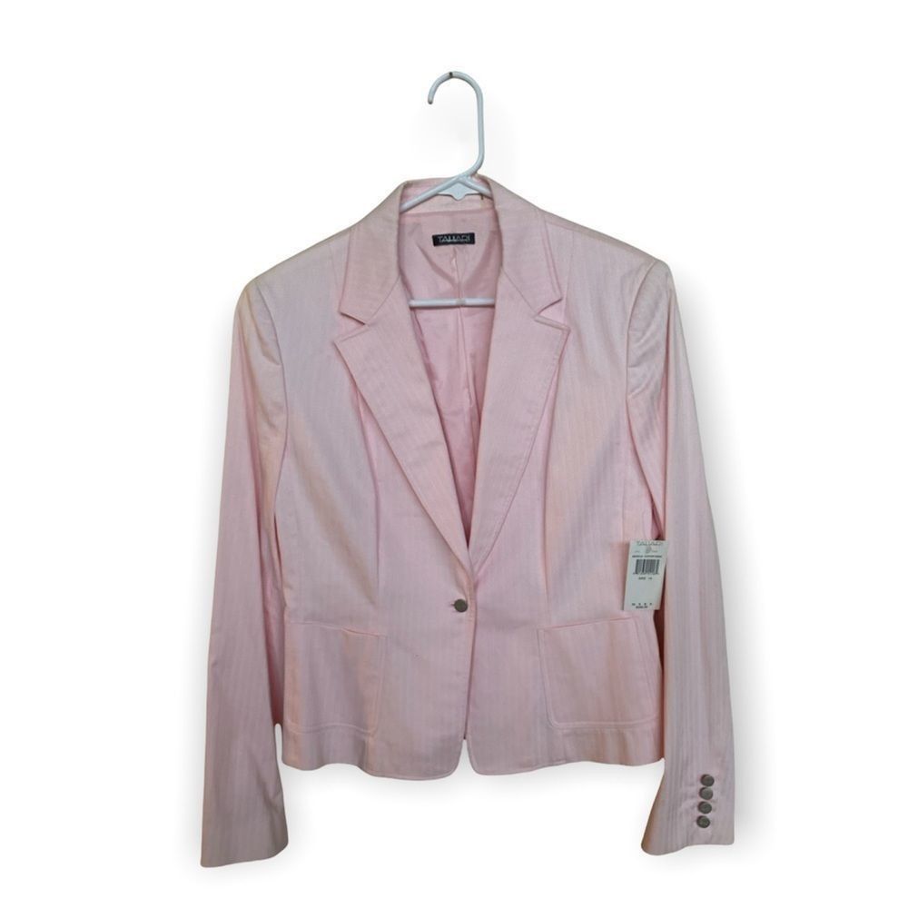 image of Elie Tahari Tahari Size 14 Pink Single Button Blazer Suit Jacket, Women's