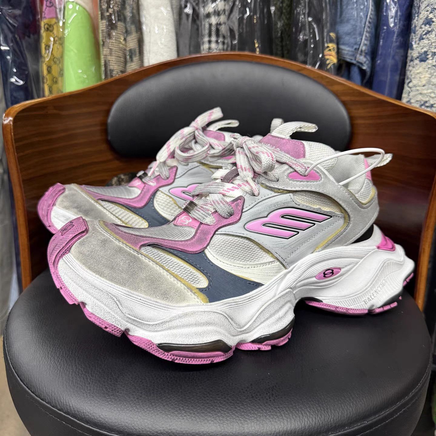 Balenciaga Balenciaga Cargo Worn-out Grey/Pink Sneakers K15 Size US 9 / IT 39 - 1 Thumbnail