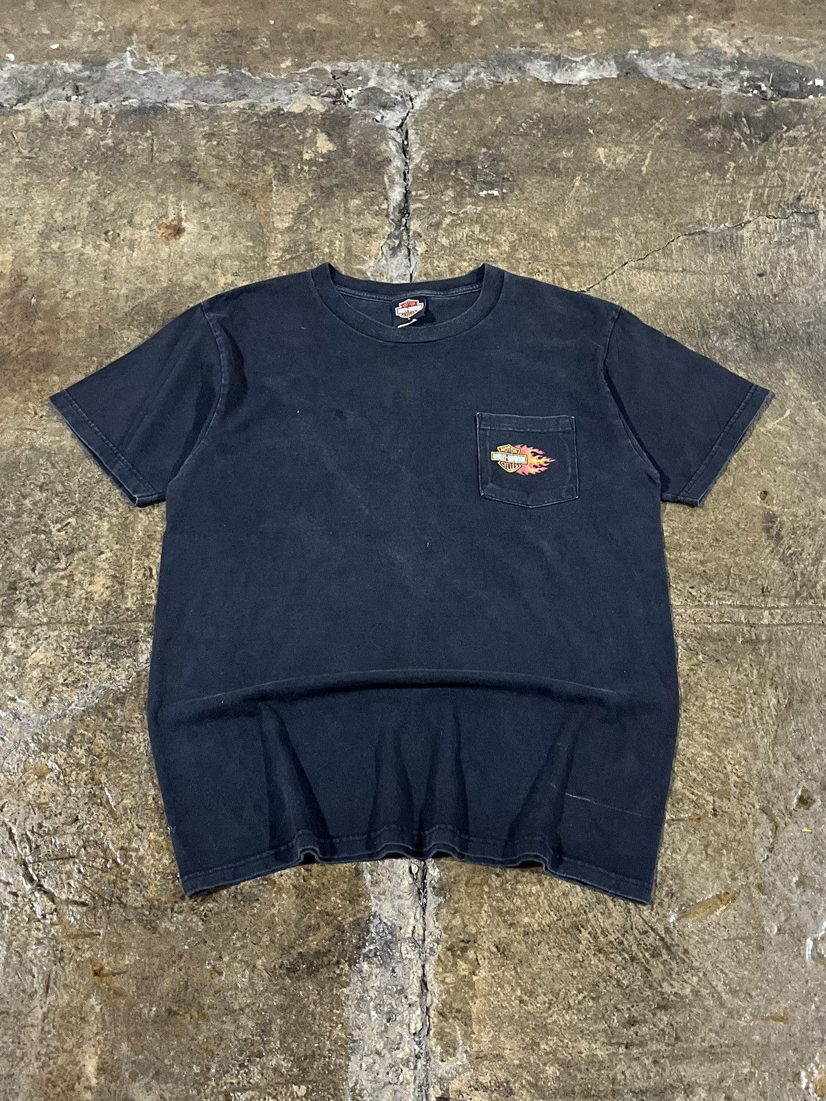 Harley Davidson × Vintage CRAZY VINATGE Y2K HARLEY DAVDISON FLAME LOGO POCKET TEE Size US L / EU 52-54 / 3 - 2 Thumbnail