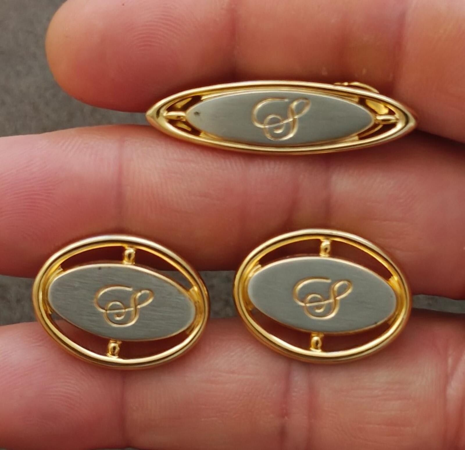 Other 50/60s Hickok USA Monogram Initial S Tie Bar Clip Cufflink Size ONE SIZE - 1 Thumbnail