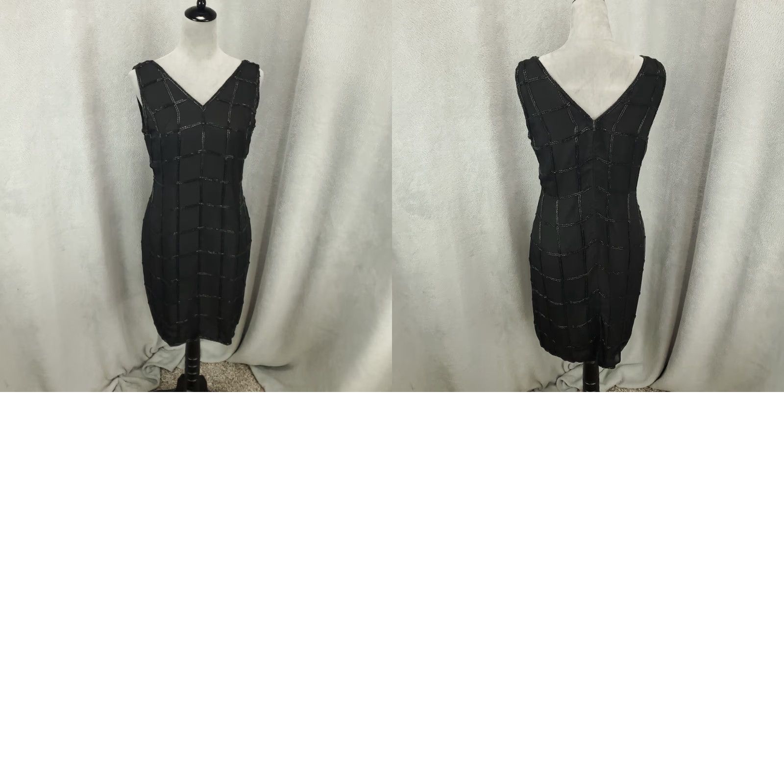 laurence kazar black beaded dress Laurence Kazar black chiffon bugle beaded cocktail dress 1980s – Palm Beach  Vintage main image 1