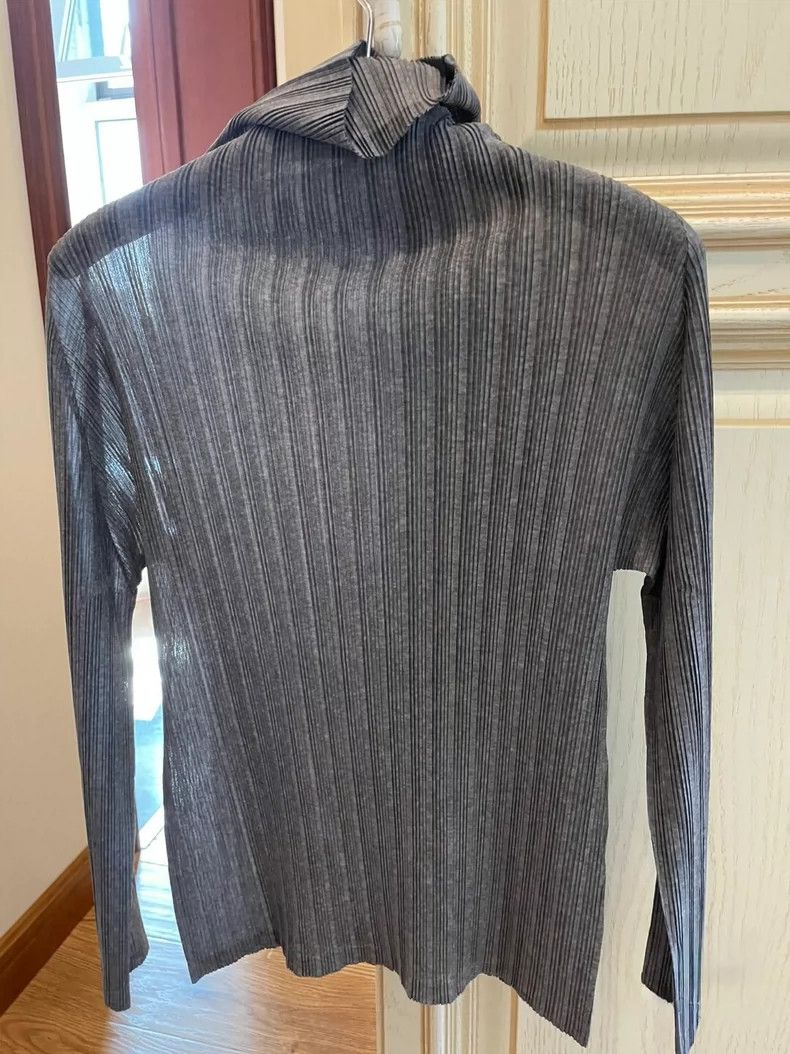 Issey Miyake Issey Miyake size:3 Grey pleated long-sleeved shirt Size M / US 6-8 / IT 42-44 - 4 Thumbnail