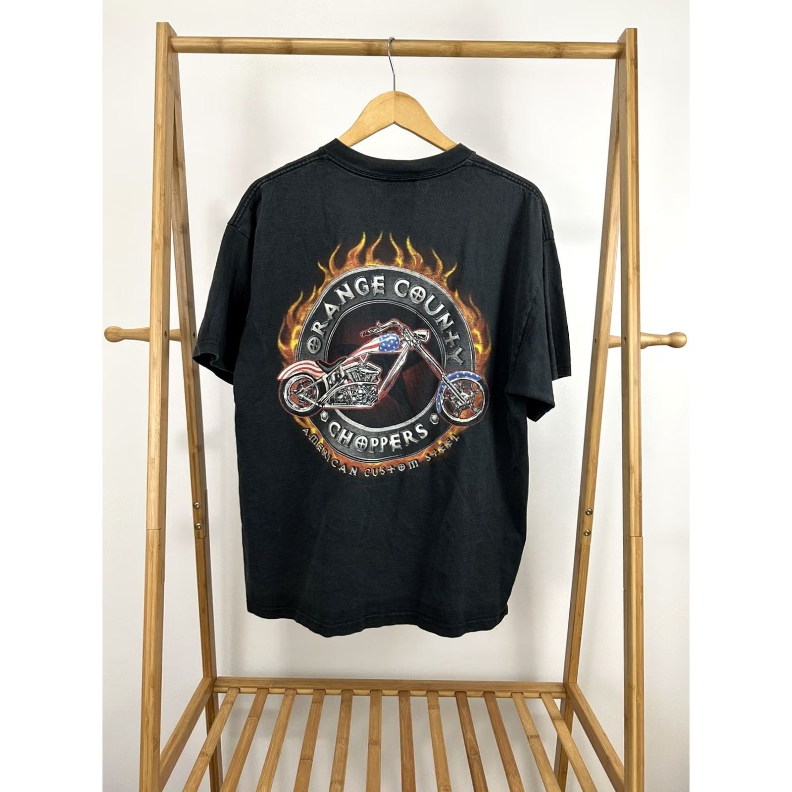 Vintage VTG Orange County Choppers OCC Fire Flame Faded Black Biker T-Shirt XL Size Men Shirt Size US XL / EU 56 / 4 - 2 Thumbnail