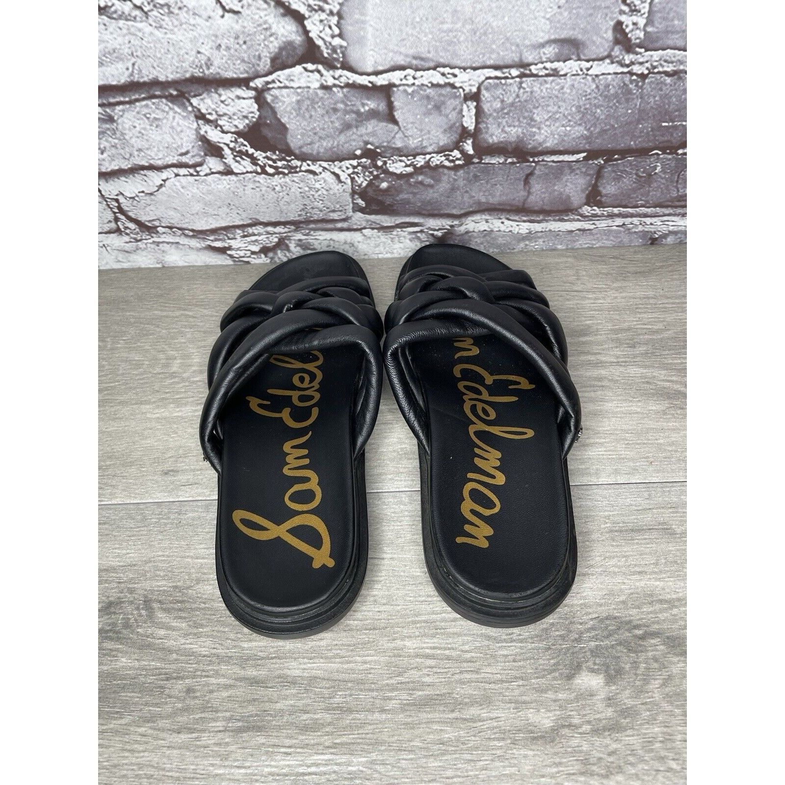 Sam Edelman Sam Edelman Vaugn Black Leather Braid Casual Slides Sandals Size US 6.5 / IT 36.5 - 6 Thumbnail