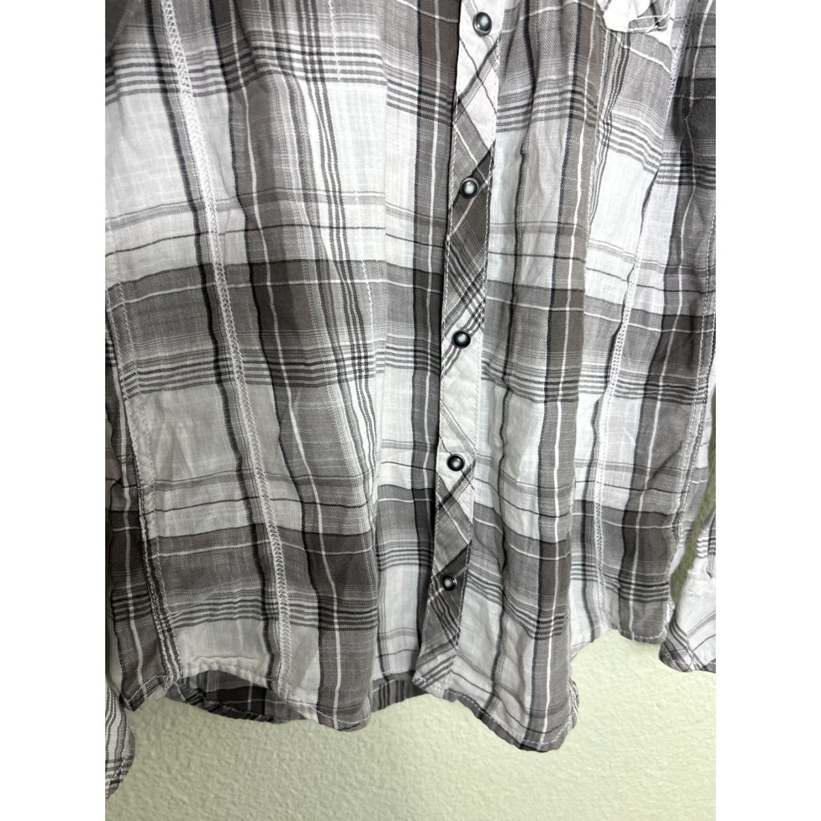 Vintage BKE Mens Long Sleeve Athletic Fit Plaid Pearl Snap Shirt Gray L Size US L / EU 52-54 / 3 - 5 Thumbnail