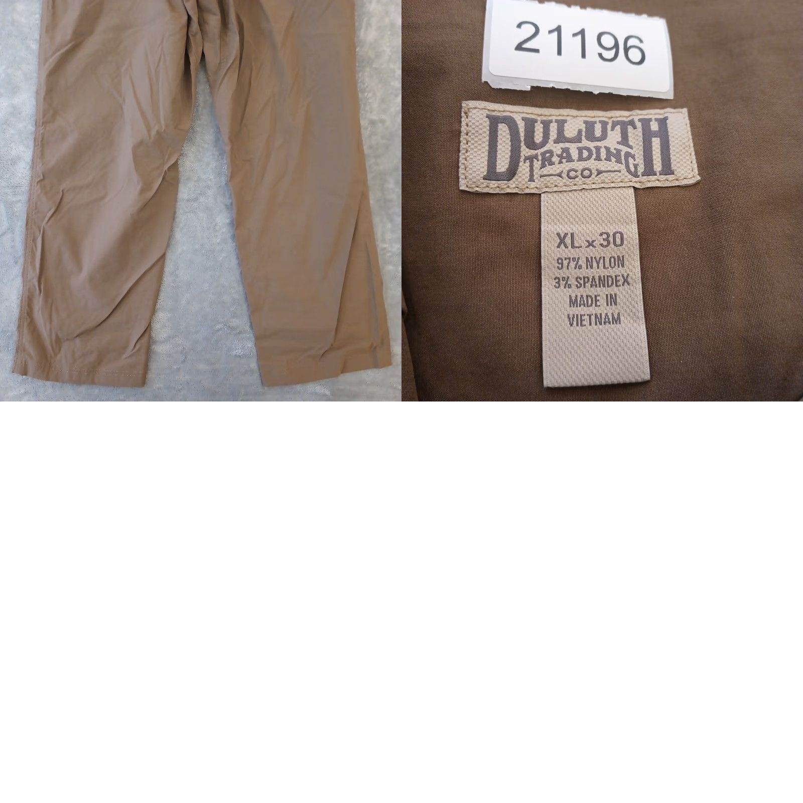 Vintage Duluth Pants Mens XL Brown Nylon Blend Elastic Waist Pockets 38x29 Casual Workwear Chino Cargo Straight Size US 36 / EU 52 - 8 Thumbnail