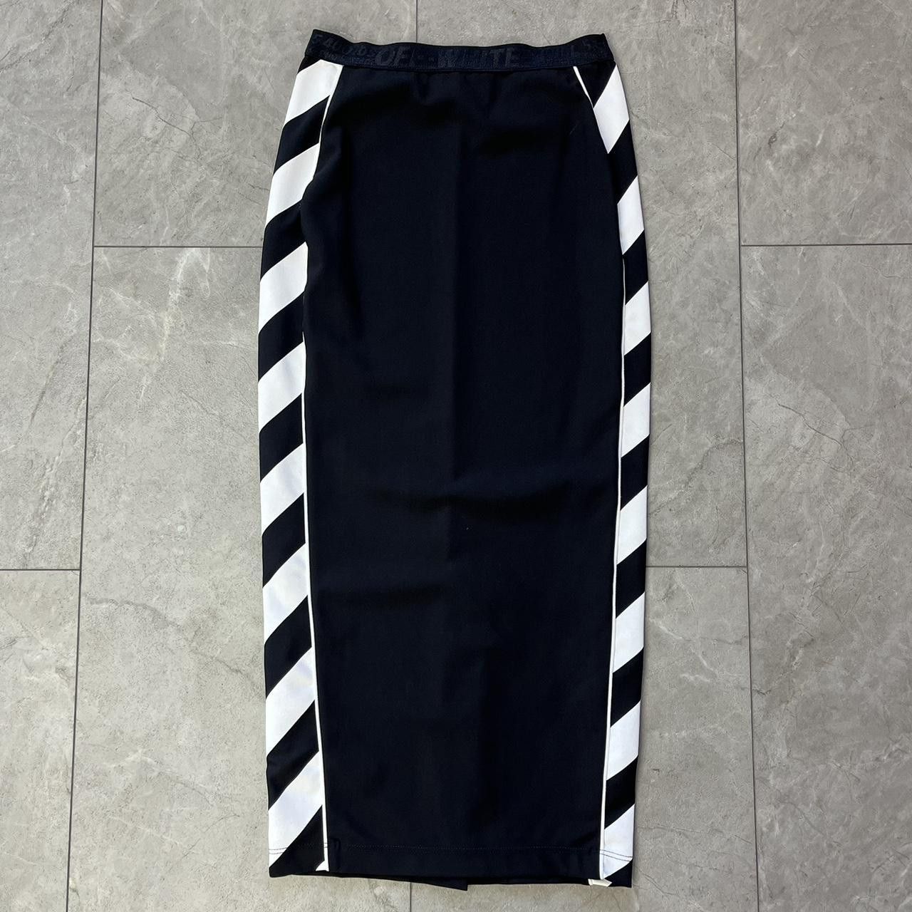 Off White Diagonal Athletic Stripe Pencil Skirt