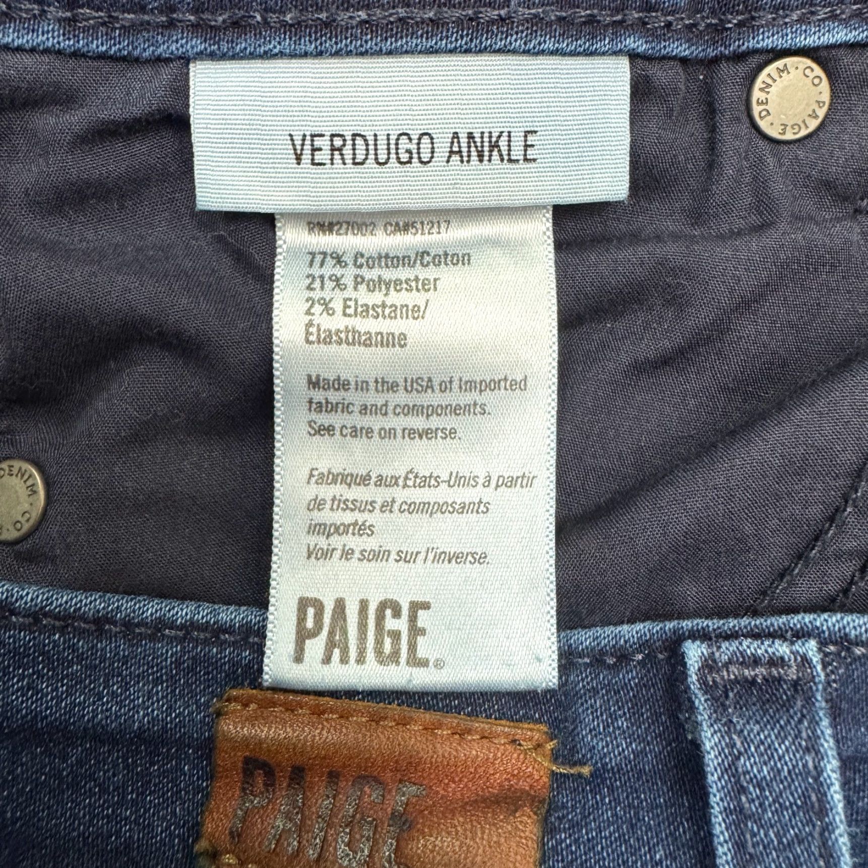 Paige Paige Verdugo Ankle Jeans Womens 28 Denim Blue Dark Wash Mid Rise Slim 5-Pocket Size 28" / US 6 / IT 42 - 7 Thumbnail