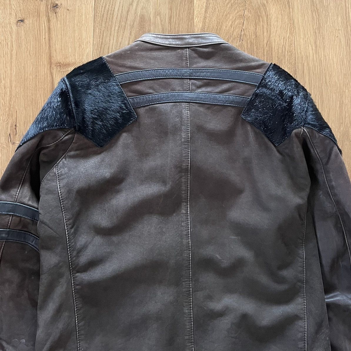 Yasuyuki Ishii Yasuyuki Ishii 2000s Pony Hair Leather Panelled Moto Jacket Size US S / EU 44-46 / 1 - 5 Thumbnail