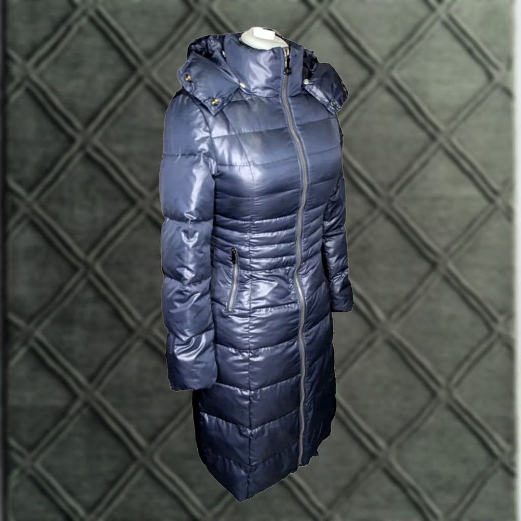 Schott SCHOTT NYC PUFFER JACKET COAT DOWN LONG HOODED WOMENS SMALL BLUE WINTER Size S / US 4 / IT 40 - 1 Thumbnail