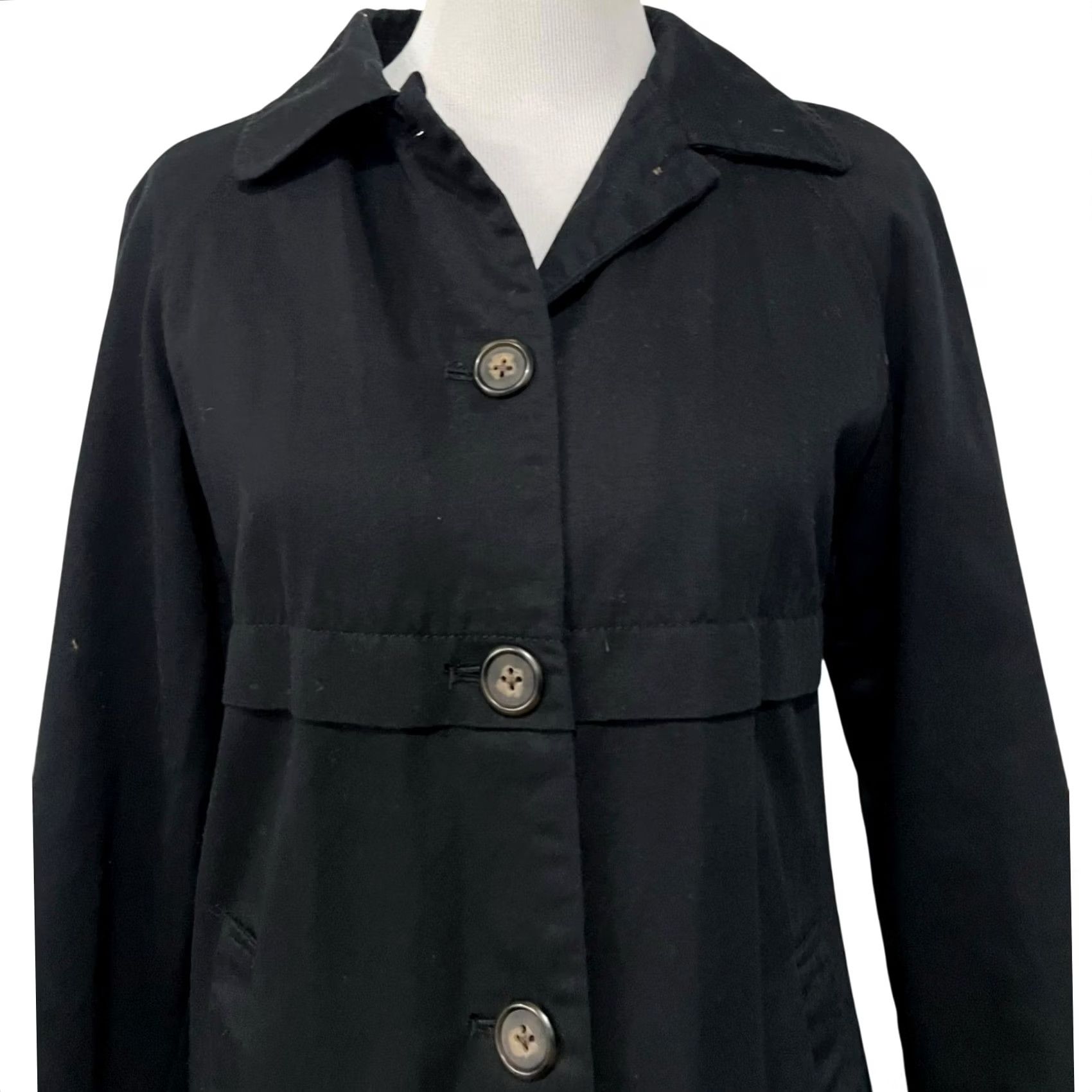 Merona VINTAGE Merona Jacket Black Cotton Button-Front Office Sz S Mid-Length Trench Coat Womens Size S / US 4 / IT 40 - 2 Thumbnail