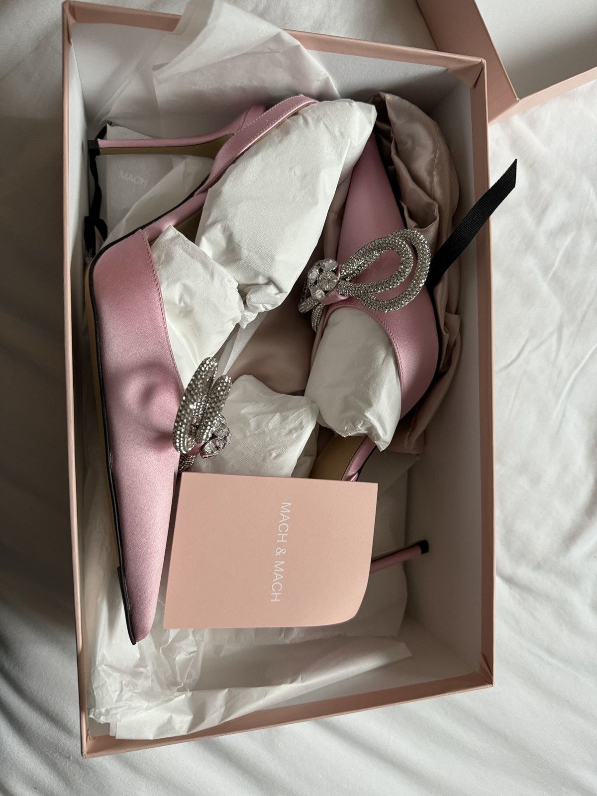 MACH & MACH Mach & Mach Pink Satin Double Bow Heels Size US 9 / IT 39 - 2 Thumbnail