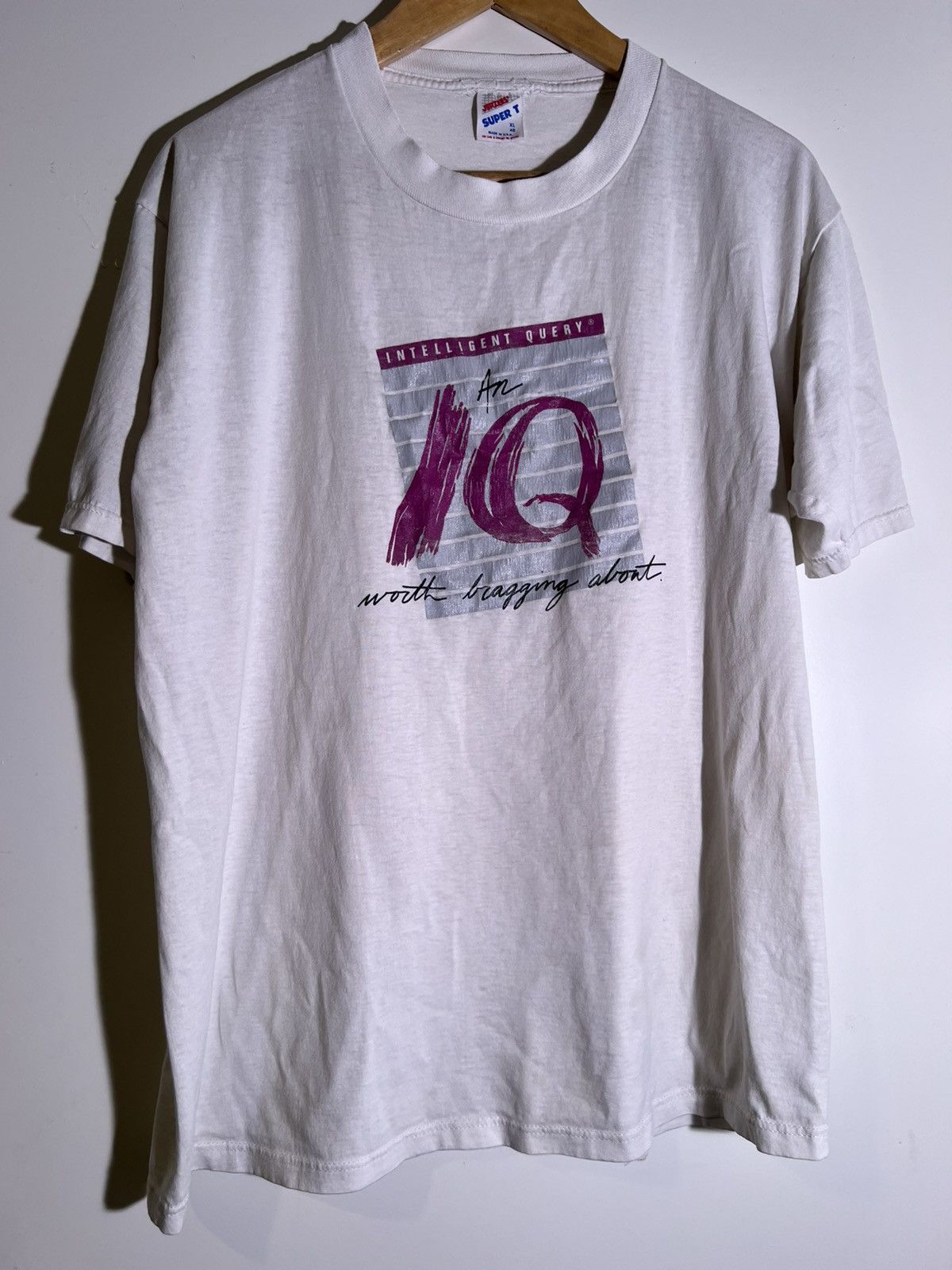 Vintage 80’s 90’s VTG Vintage IQ Intelligent Query Retro PC T Shirt Size US XL / EU 56 / 4 - 1 Thumbnail