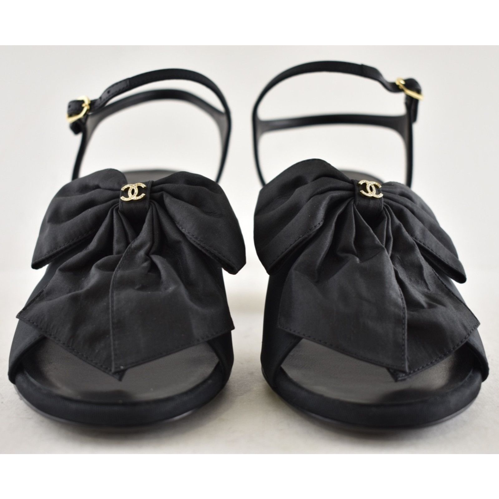 Chanel Chanel 24A Silk Bow Crystal CC Logo Ankle Strap Block Heel Size US 12 / IT 42 - 10 Thumbnail