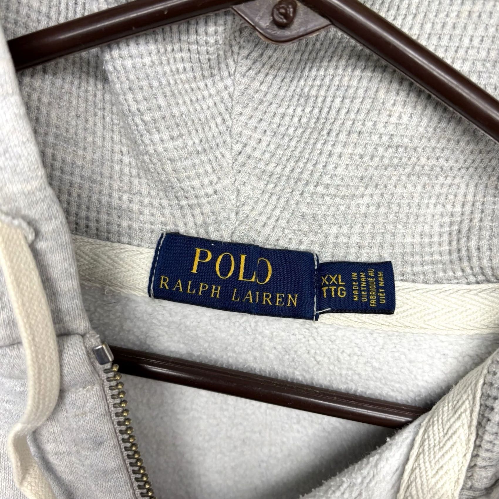 Polo Ralph Lauren VINTAGE Polo Ralph Lauren Hoodie Mens 2XL Gray Sweatshirt Zip Full Zip Crew Neck Antique 90s Logo Embroidered White Space Size US XXL / EU 58 / 5 - 7 Thumbnail