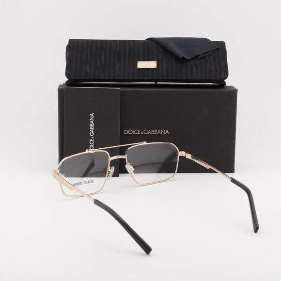 Dolce & Gabbana Dolce & Gabbana DG1345 02 Eyeglasses Rectangle Gold 56mm Size ONE SIZE - 9 Thumbnail